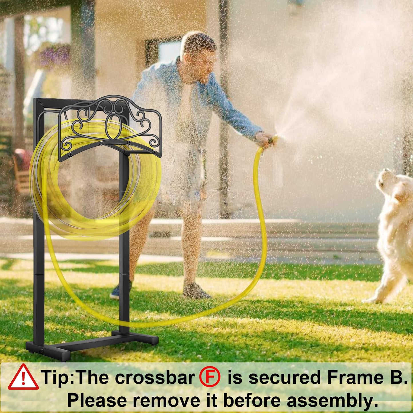 Shomextol Garden Hose Holder -Upgraded Hose Holder Holds 100-feet Hose,Freestanding Heavy Duty Hose Hanger for Lawn & Yard