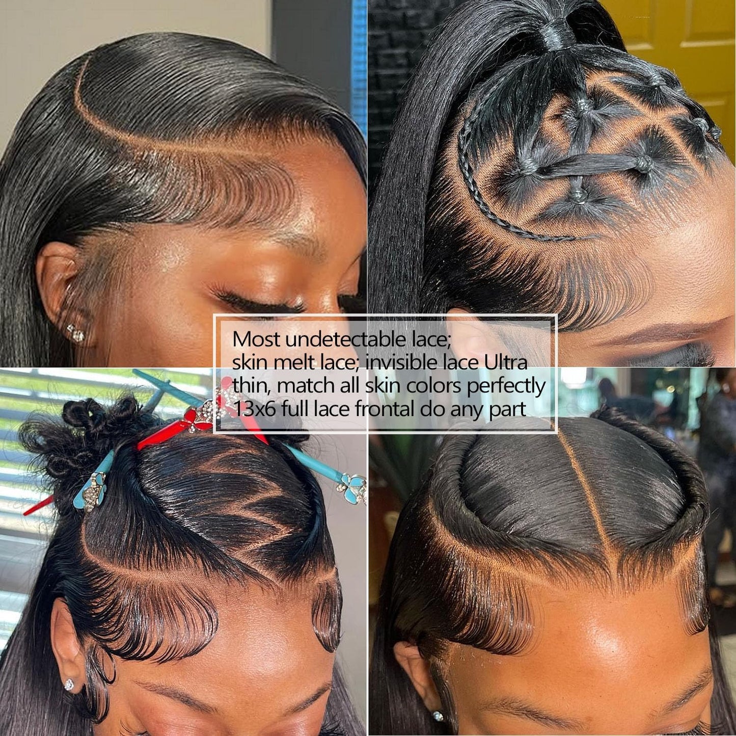 13x6 HD Full Lace Frontal Wig Human Hair 200 Density Straight Lace Front Wigs Human Hair Pre Plucked with Baby Hair 12A 100% Virgin Human Hair Wigs for Black Women Full and Thick Natural Black 22 Inch