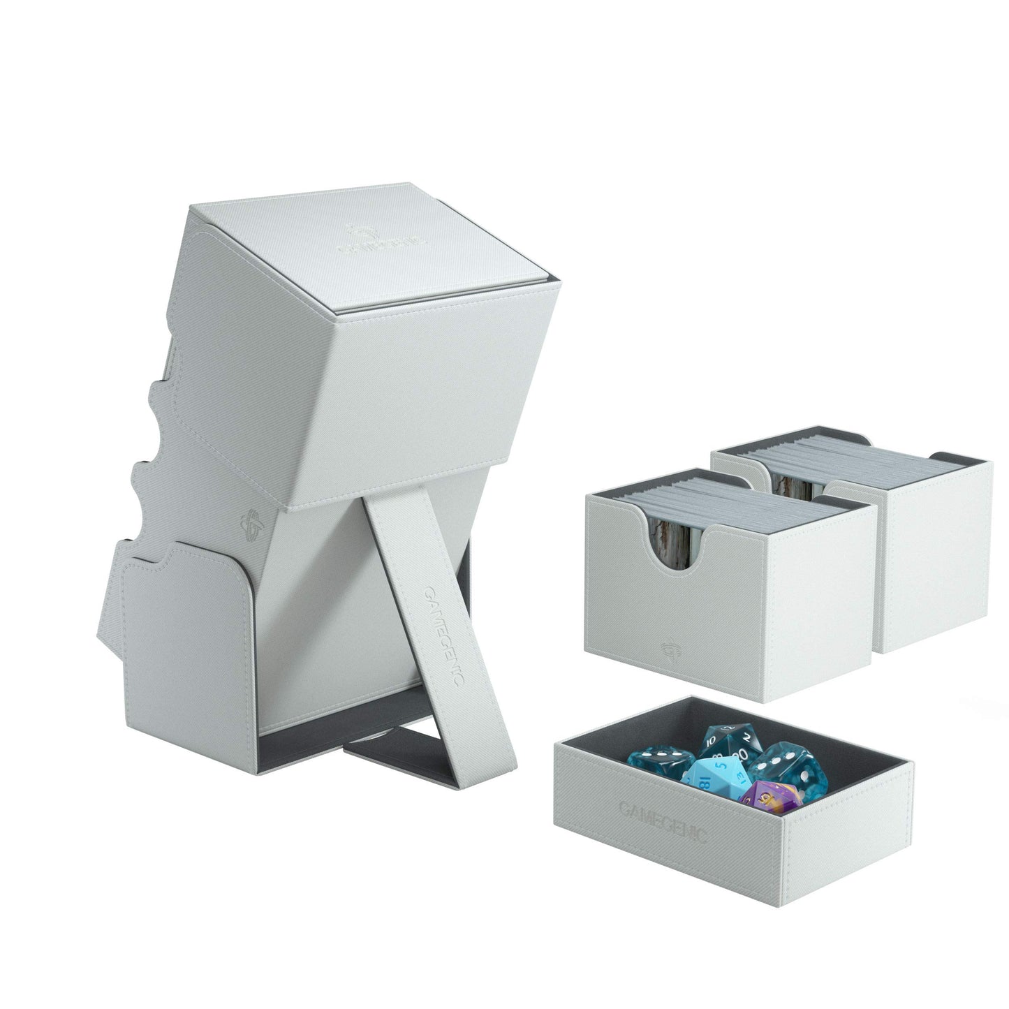 GameGenic Card Deck Box - Stronghold Convertible White 200CT – Durable and Sturdy TCG, OCG Card Storage – Compatible with Pokemon Yugioh Commander and MTG Magic: The Gathering Cards (GG2028)