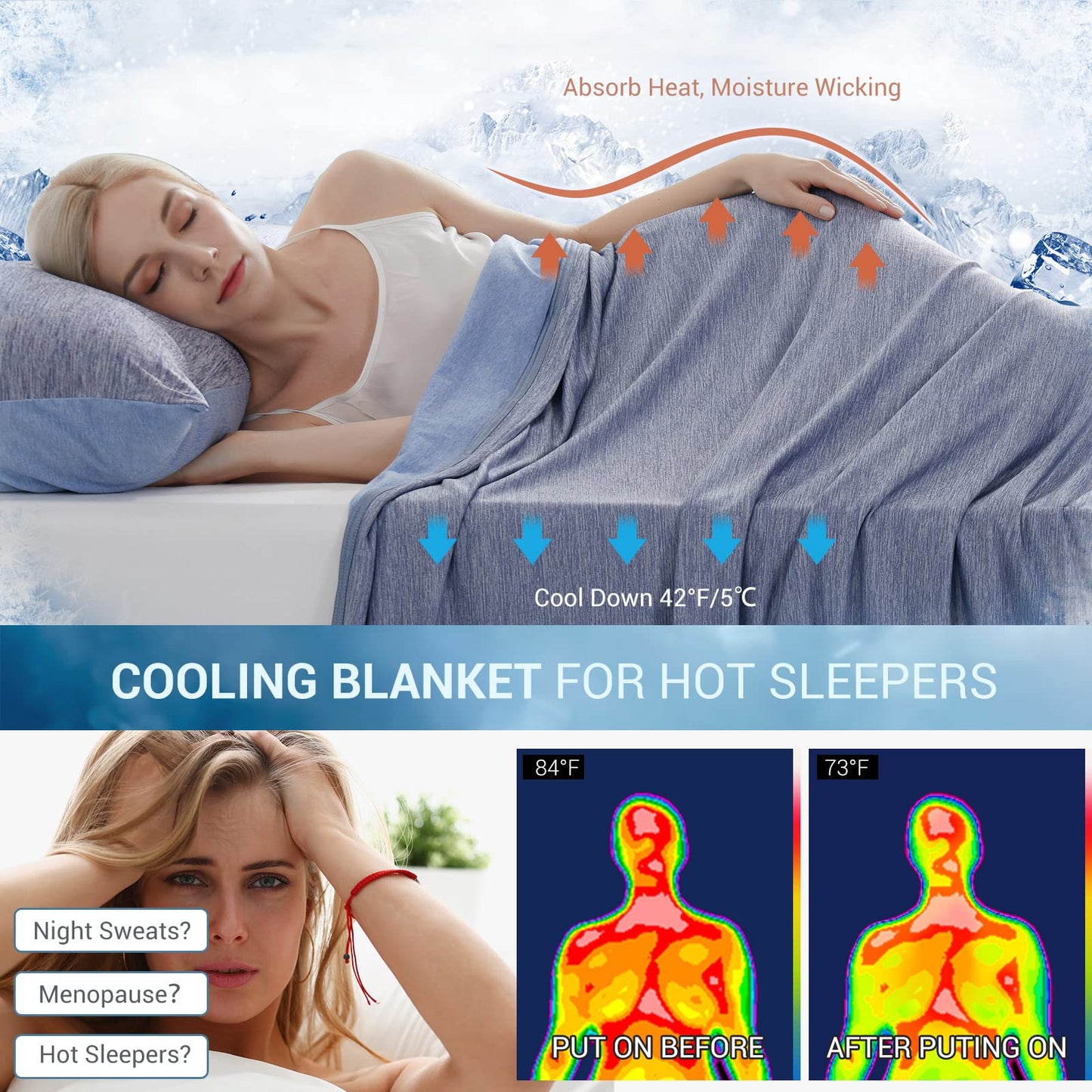 Marchpower Cooling Blanket King, 90" x 108",Latest Arc-Chill Cool-to-Touch Technology Summer Blanket, Light Cool Blanket for Sleeping Hot Sleepers Night Sweats,Q-MAX>0.5 Cold Blanket for Bed