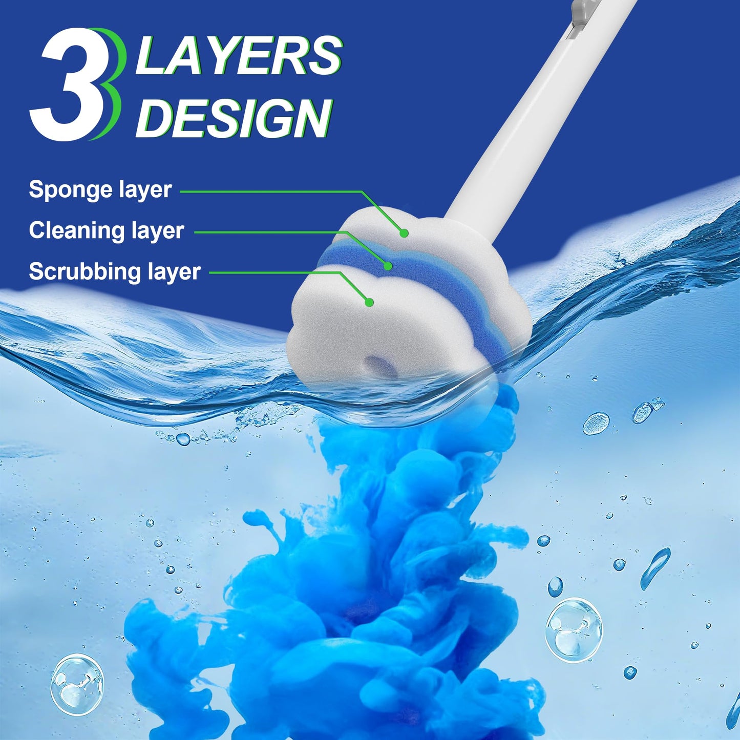Disposable Toilet Brush and Plunger Set, Dual Handdle Toilet Plunger, All-in-1 Bathroom Cleaning Kit with 18PCS Refills, Toilet Cleaning Stick and Ventilated Holder, Bathroom Essentials (White)