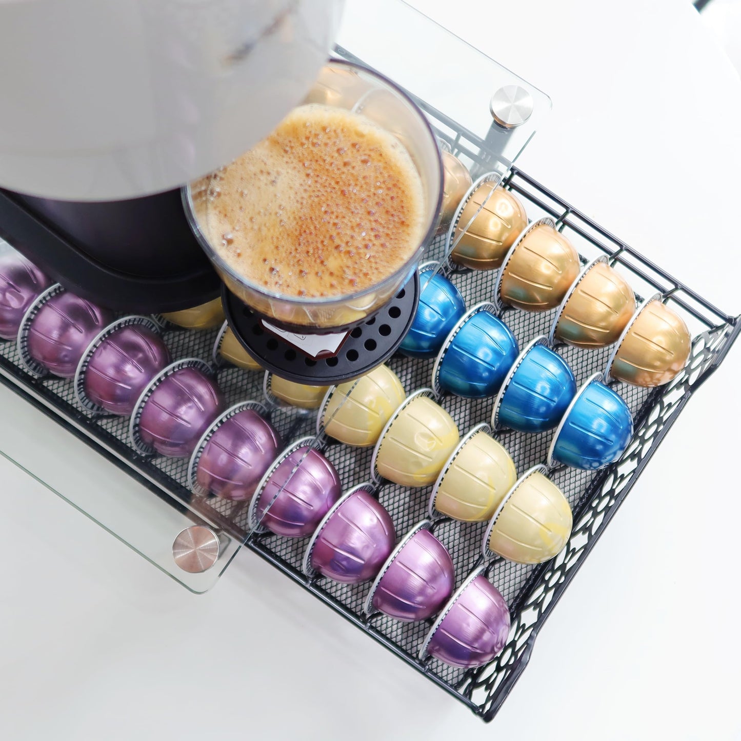 RECAPS Coffee Pod Holder Kitchen Organizer Storage Holder Drawer Compatible with Nespresso Vertuoline Stores 40 Coffee Pods
