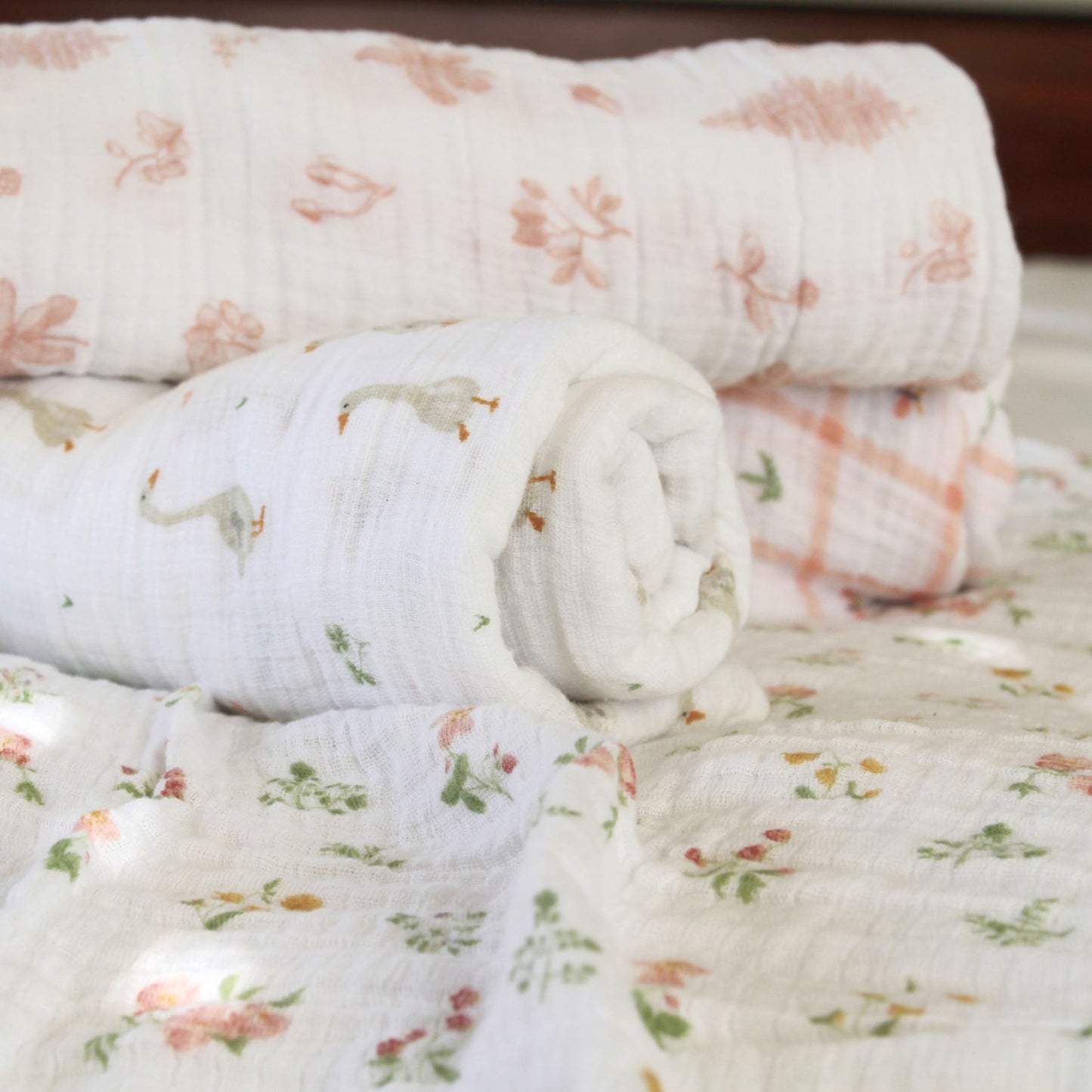aden + anais Essentials Disney Baby Muslin Swaddle Blankets, Newborn Receiving Blanket for Swaddling, 100% Cotton Baby Swaddle Wrap, 4 Pack, Country Floral