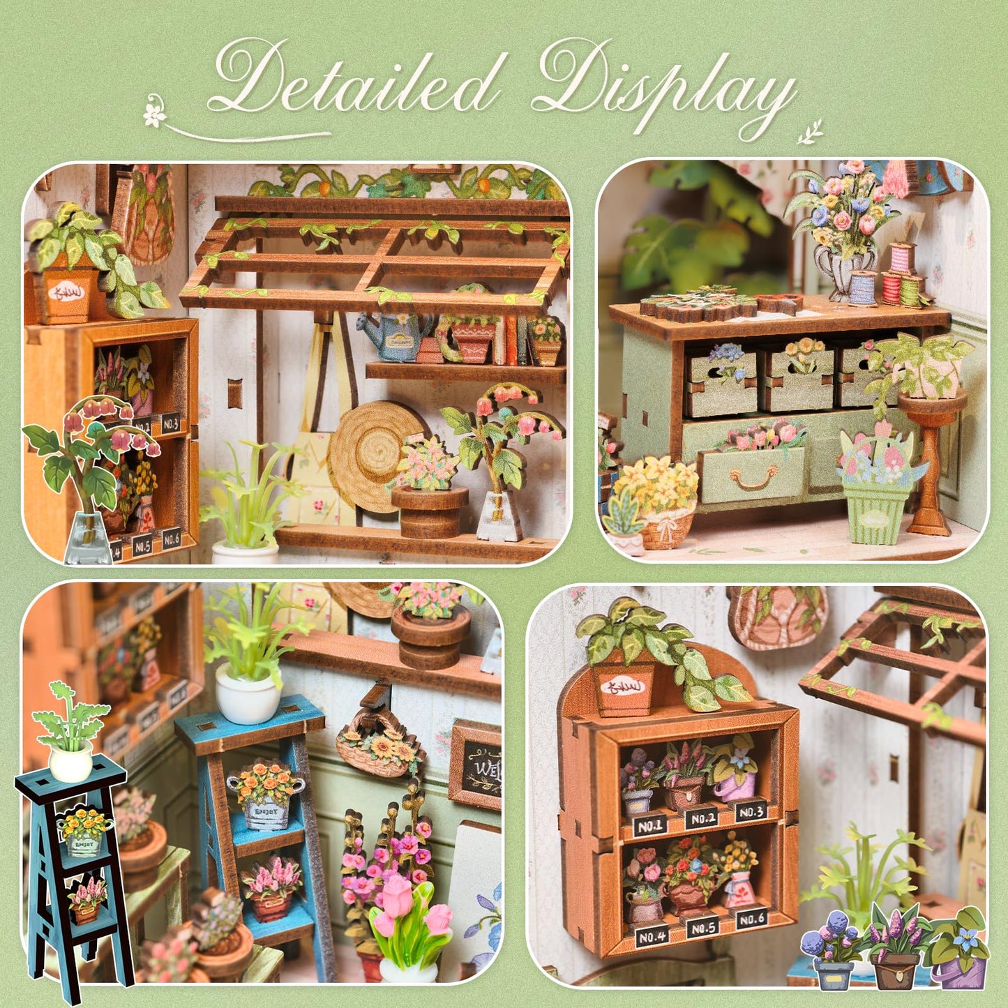 CUTEBEE Book Nook Kit - DIY Miniature House Kit for Adults, Dollhouse Kit Tiny House Bookshelf Decor 3D Wooden Puzzle Model Building Set, Gifts for Family and Friends (Champs-Élysées Florist)