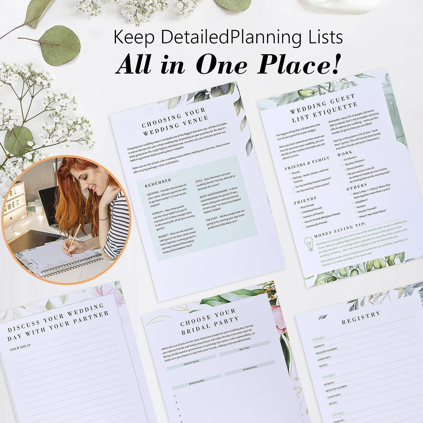 CHSEEO Wedding Planner Book and Organizer for Bride, Wedding Planning Binder with Tabs, Checklists, Countdown Calendar & Pocket, Engagement Unique Gifts for Couples, Bridal Wedding Planners Essentials