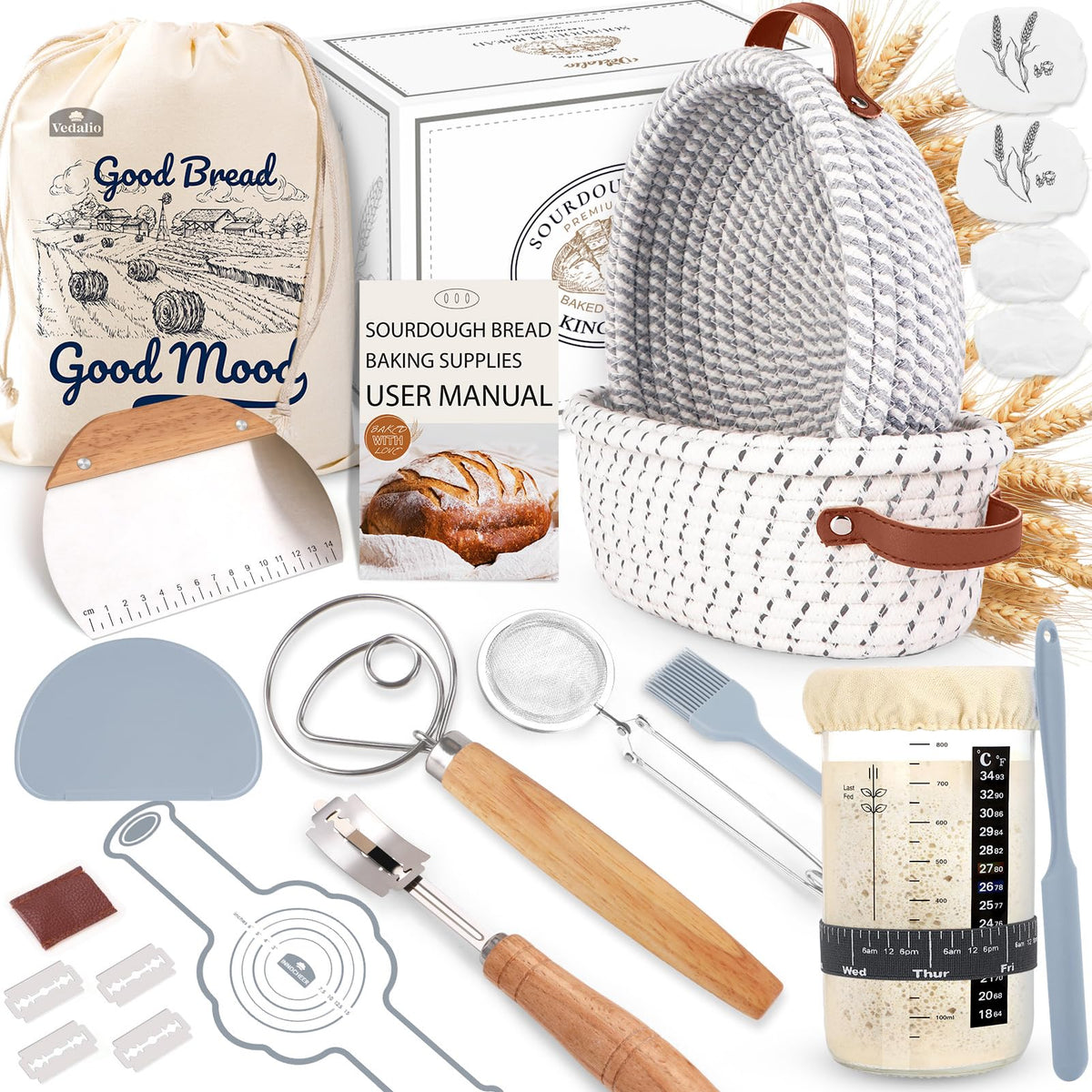 Sourdough Bread Starter Kit, Sourdough Starter Kit, Sour Dough Starter Kits, Baking Essentials, Gifts for People Who Love Baking Sourdough Starter Jar Sourdough Tools