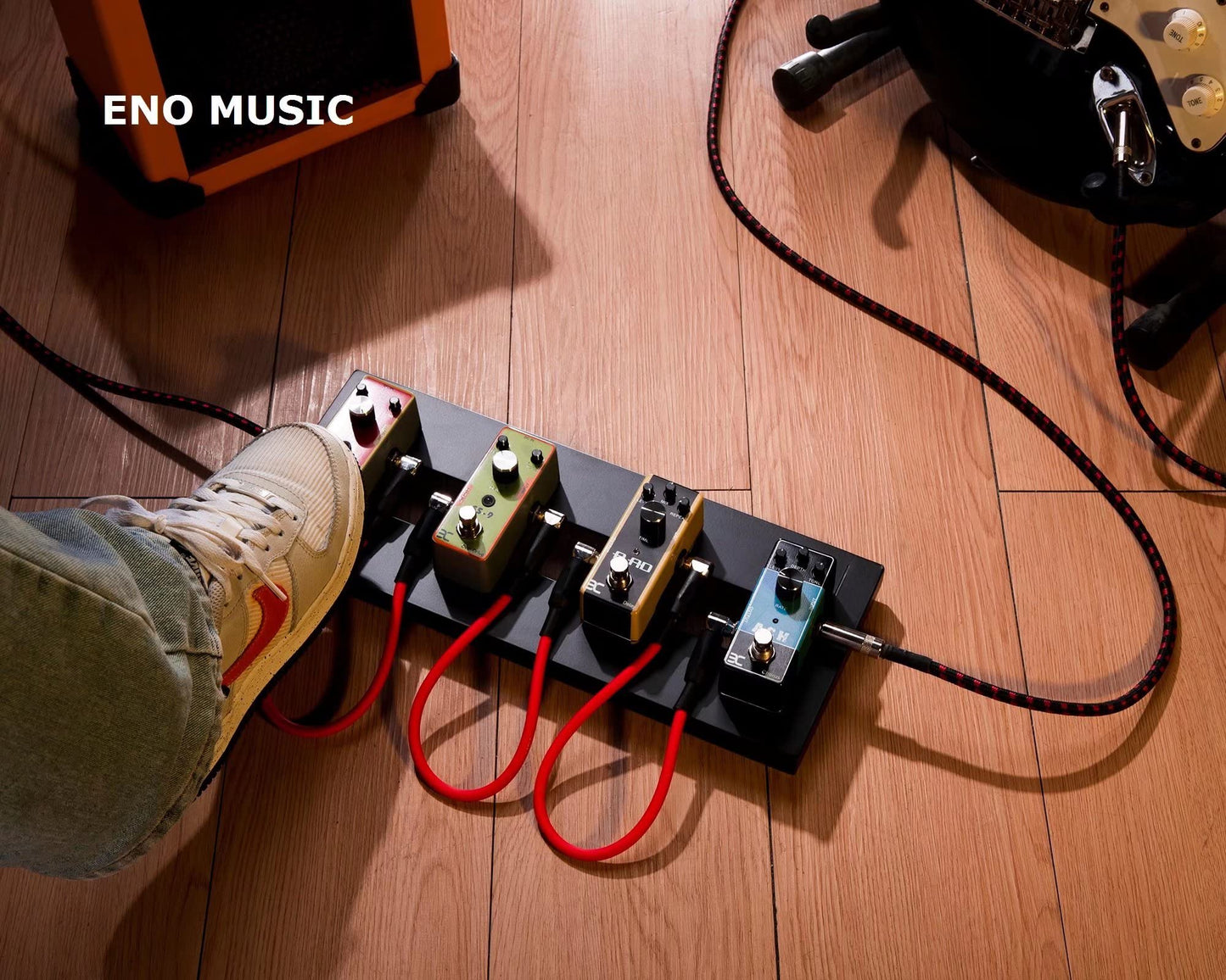 ENO MUSIC 14" Mini Pedal Board Guitar Effects Compact Small Pedalboard with Pedals Mountain Tape & Cable Tie