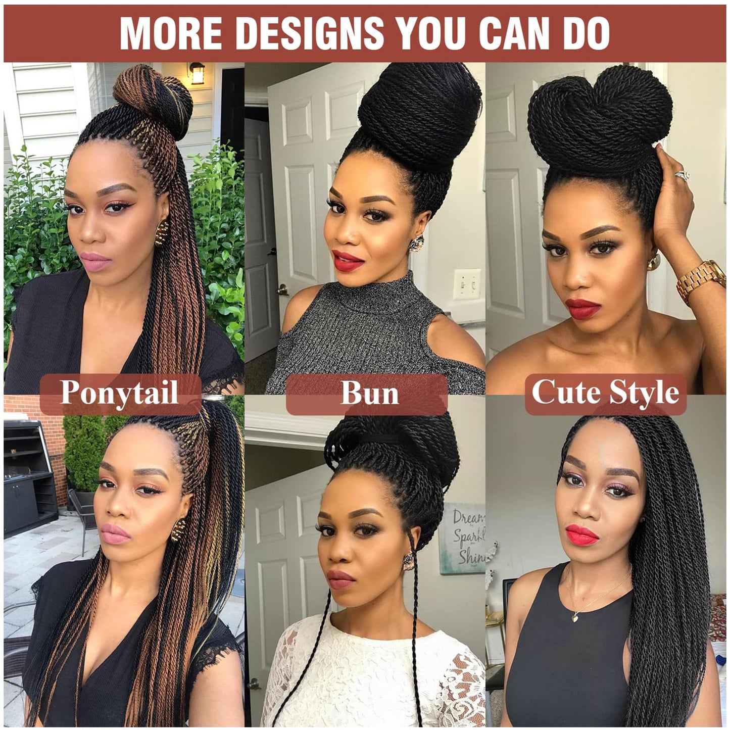 Black Senegalese Twist Crochet Hair - 8 Packs 22 Inch Small Crochet Hair for Braiding, 30 Strands/Pack Crochet Braids Hair For Black Women, Crochet Twist Hair Braiding Hot Water Setting (22inch, 1B)