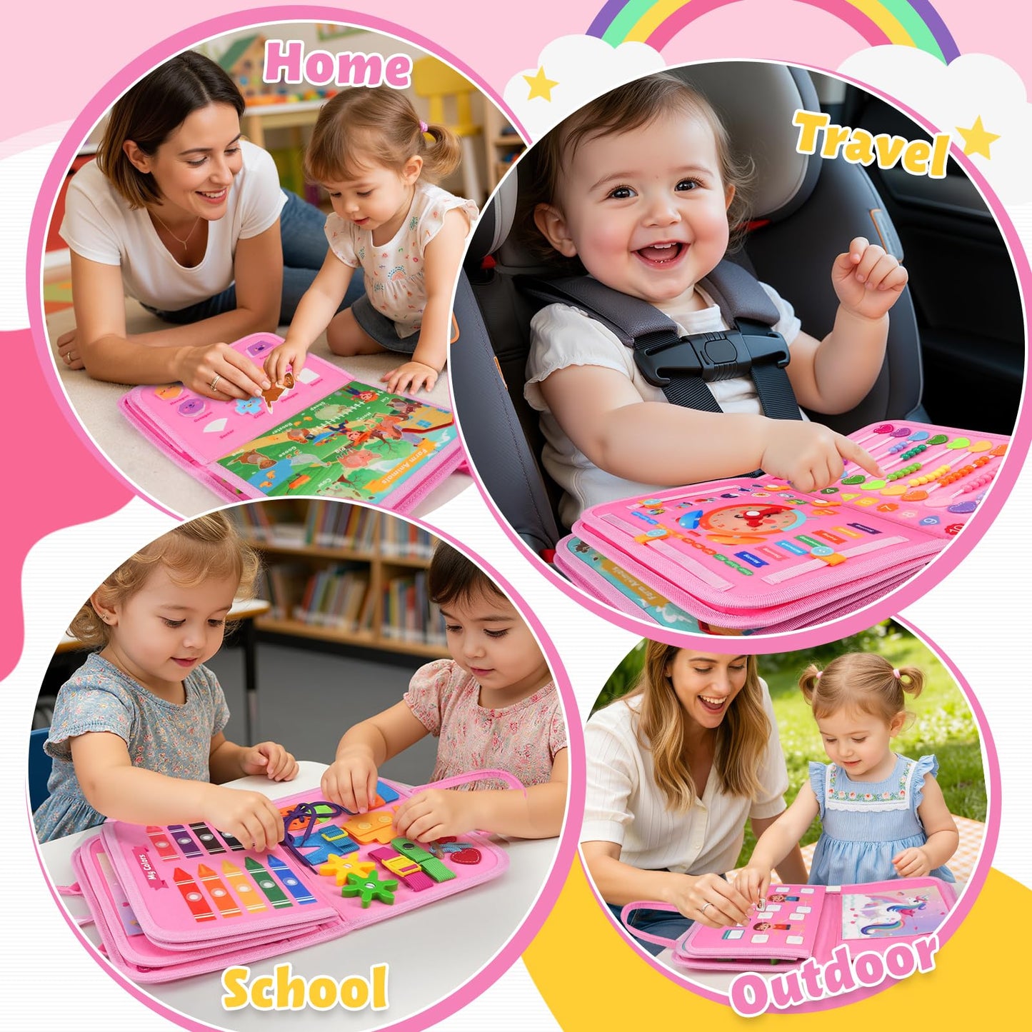 ZOOI Toddler Toys Busy Board - Montessori Toys for 1-5 Year Old Boy Girl Birthday Gifts for Kids, Sensory Toys Baby Essentials, Busy Book for Toddlers 1-5 Year Old, Airplane Activities Toys Gifts