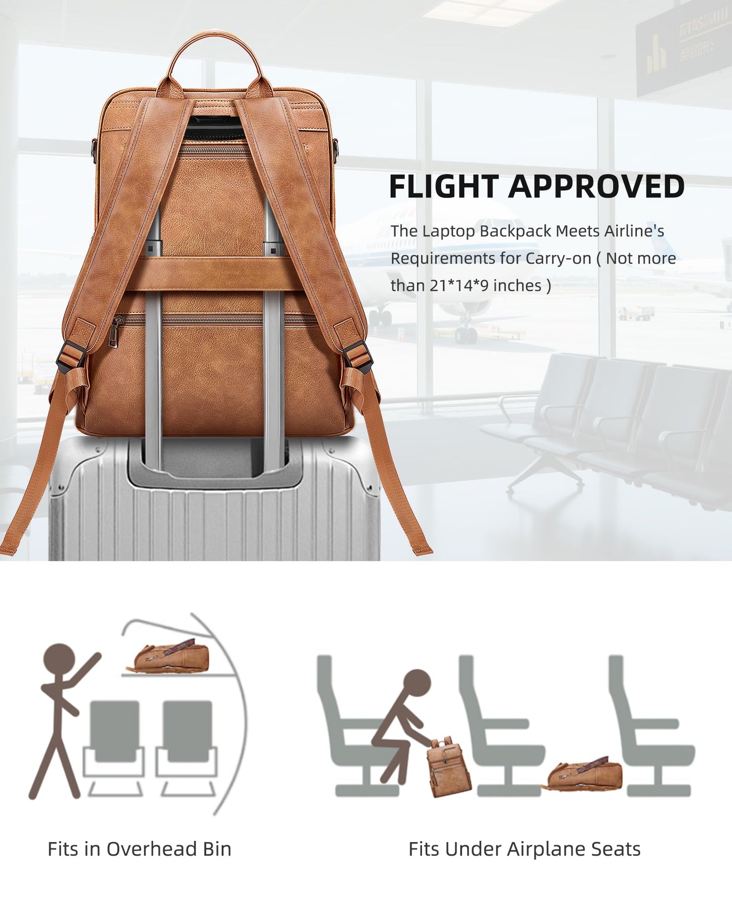 SYTRAH Leather Laptop Backpack for Women Designer Laptop Bag, 16.5 inch Travel Computer Backpacks Purse with Tassel for Work Business Brown
