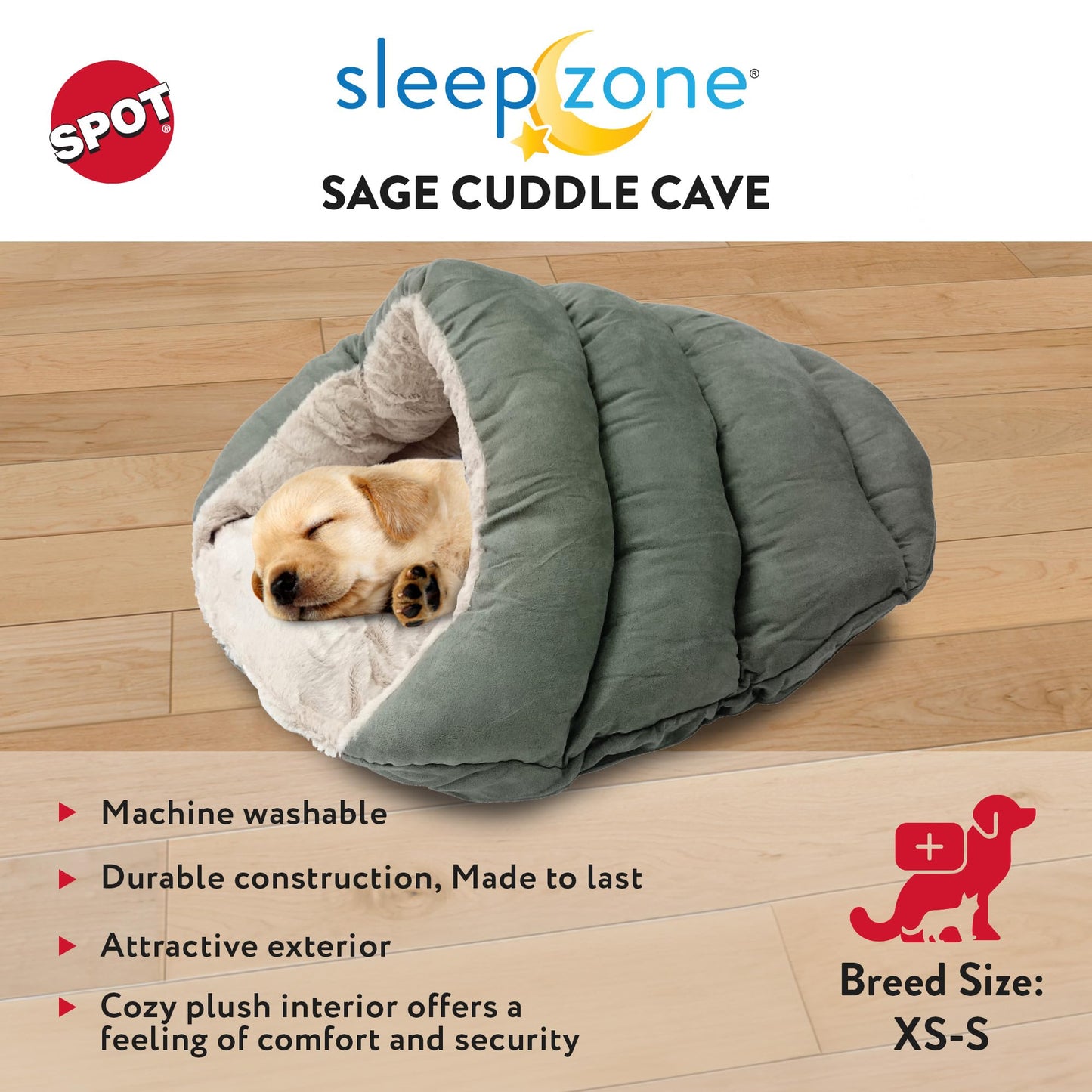 Ethical Pets Sleep Zone Cuddle Cave Pet Bed, 22-Inch, Sage