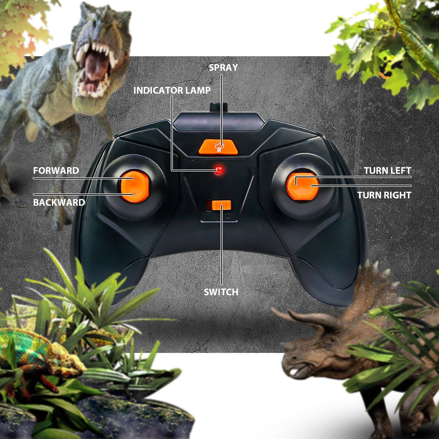 ZDCZ Dinosaurs Toys for Kids, Remote Control Cars Toy 3 4 5 6 7 8-12 Year Old Hobby Dinosaur Truck with Music, Lights,Spray, 2.4GHz All Terrain Rechargeable Electric Toys Gifts for Boys