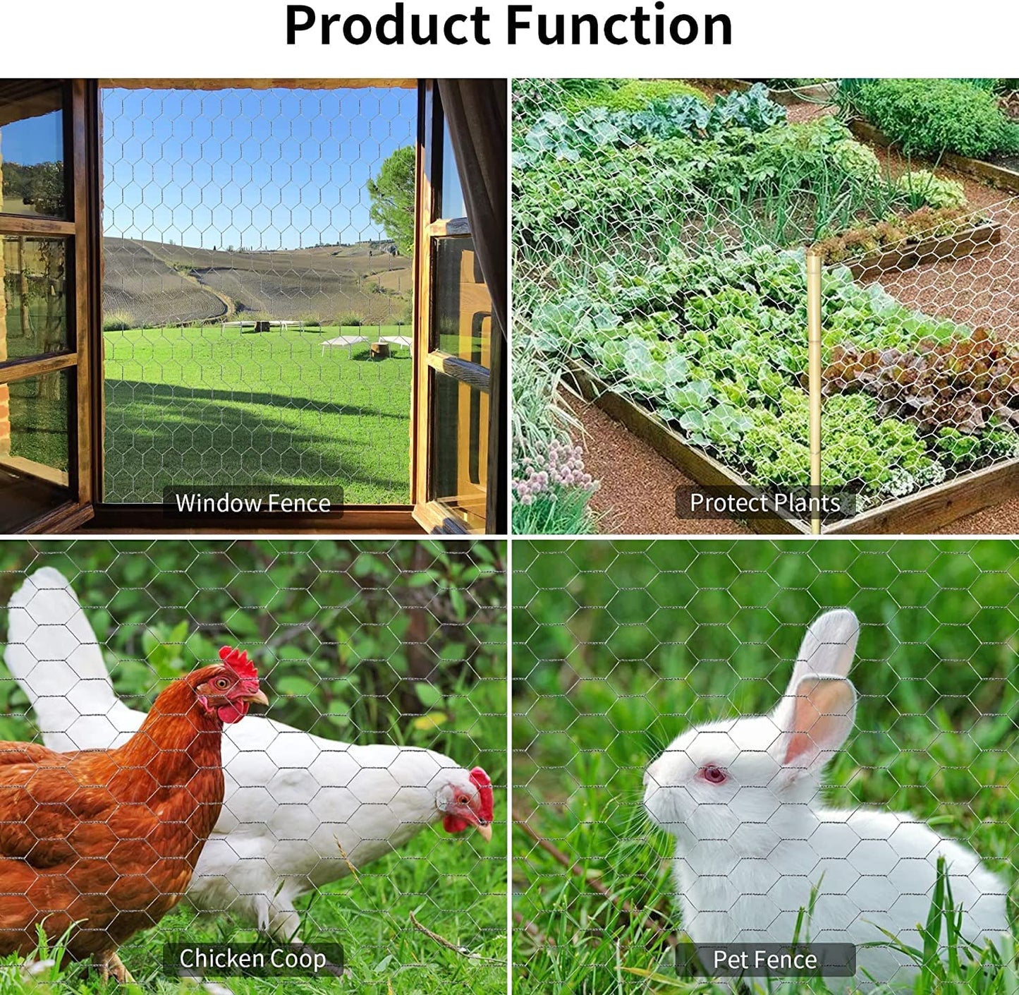 Chicken Wire 15.7 in x 590.5 in Poultry Wire Netting Hexagonal Galvanized Mesh Garden Fence Barrier for Pet Rabbit Chicken Fencing with 100 Pcs Cable Zip Ties