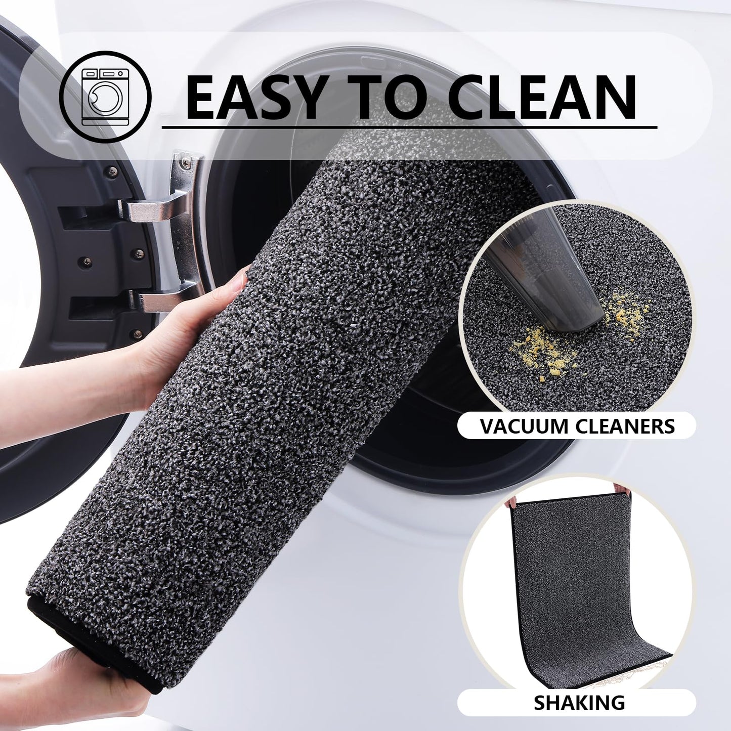 Kitinjoy Indoor Door Mat 32"x48", Dirt Resistant and Absorbent Non-Slip Rubber Backing Front Door Mat,Washable Low-Profile Doormat Entrance Mat for Entryway, Black