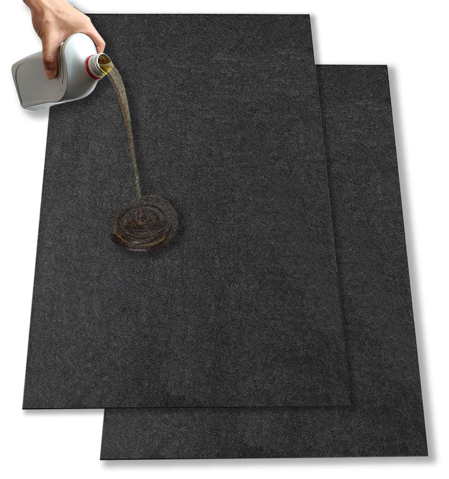 Yesland 2 Pcs Garage Floor Mat, 32 X 60 Inch Cart Mat for Garage Under Car Waterproof Rubber Backing Layer Mat, Black Oil Absorbent Motorcycle Mat Protects Floor from Spills Drips Splashes Stains