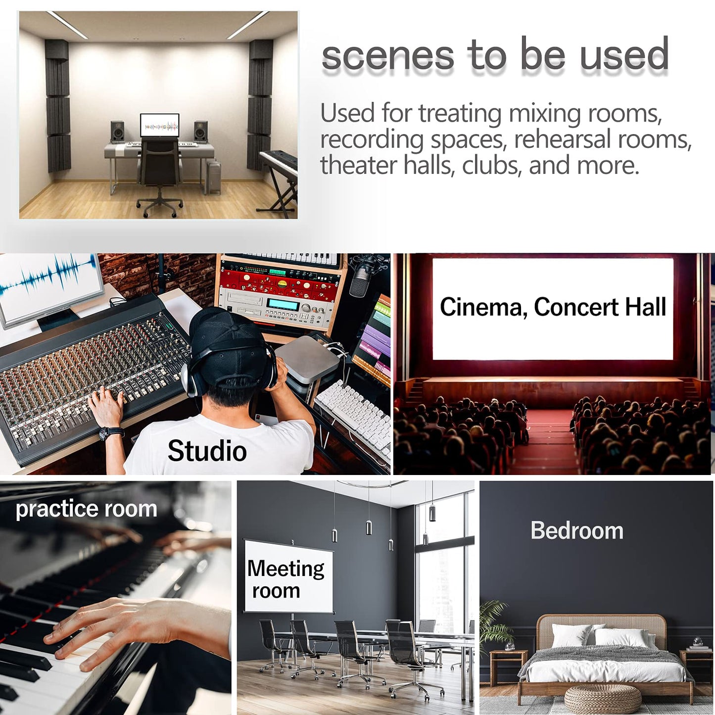 Acoustic Foam Bass Traps -12 Pack Wall Corner Studio Foam Blocks 12" X 7" X 7" Low-Frequency Sound Absorption Material for Home Studio and Theater etc. (12 Pack, Bass traps)