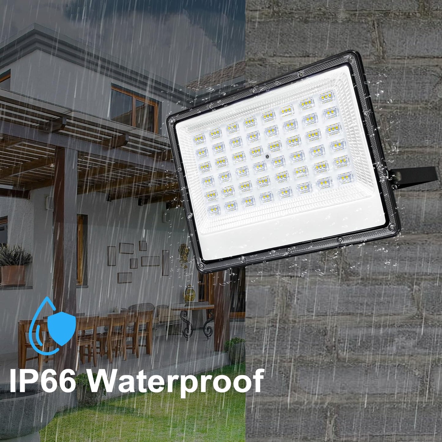 100W LED Flood Light Outdoor, 2 Pack 10000LM Super Bright LED Work Light with Plug, 6500K Daylight White Flood Lights Outdoor, IP66 Waterproof Exterior Floodlight for Garage, Yard, Lawn, Garden