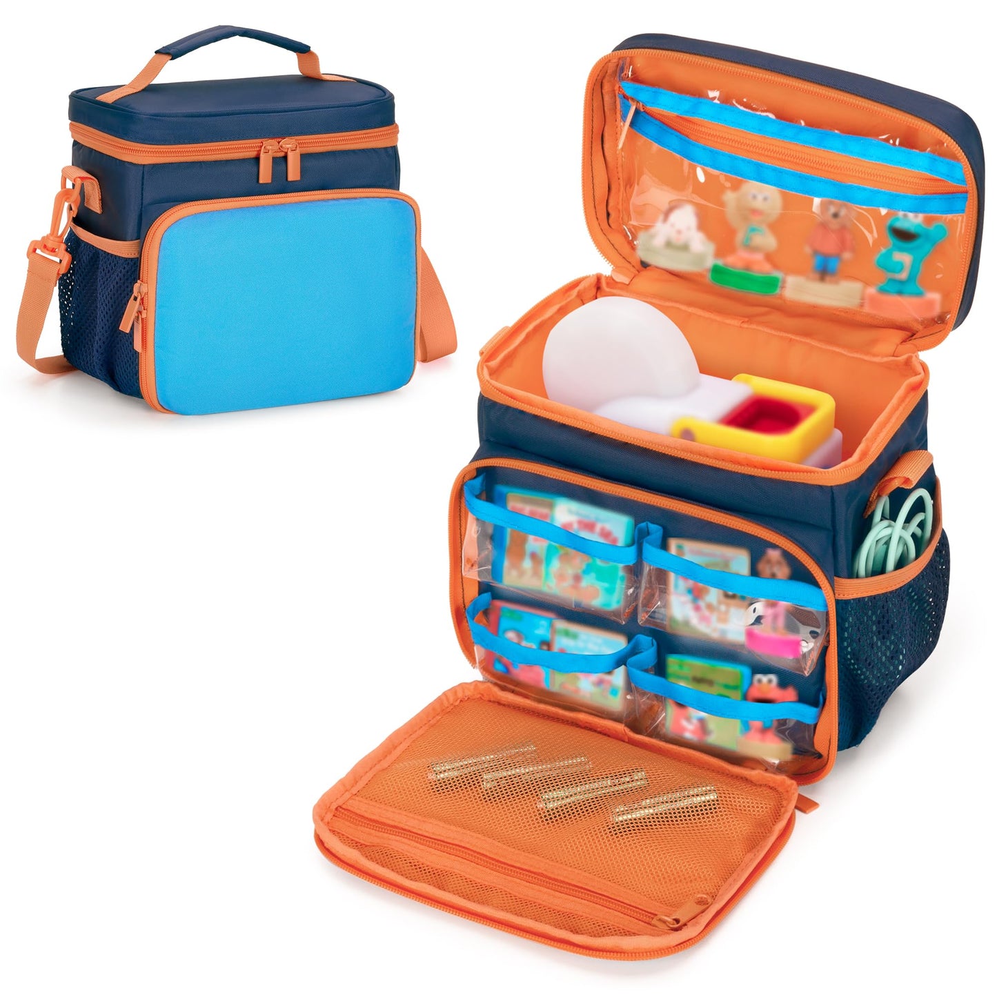 GRAOSO Carrying Case Compatible with Little Tikes Story Dream Machine Books Starter Set, Toy Storage Bag with Handle & Shoulder Strap for Storybook/Charger/Character, Blue, Bag Only (Patented Design)