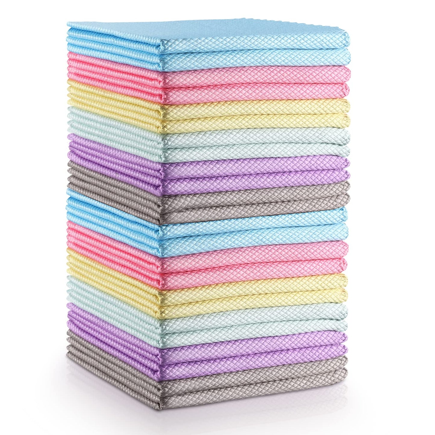 Easy Clean Fish Scale Nanoscale Dish Cloths,Streak Free Miracle Microfiber Cleaning Cloths for Kitchen,Counter,Washing Dish,Window,Mirror,Glass Lint Free Polishing Rag,All-Purpose,Reusable,Pack of 24