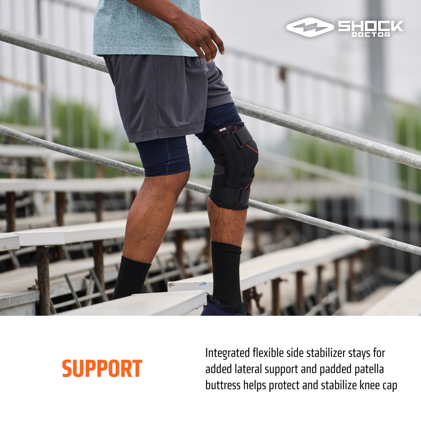 Shock Doctor Knee Stabilizer with Flexible Support Stays, Black, XX-Large