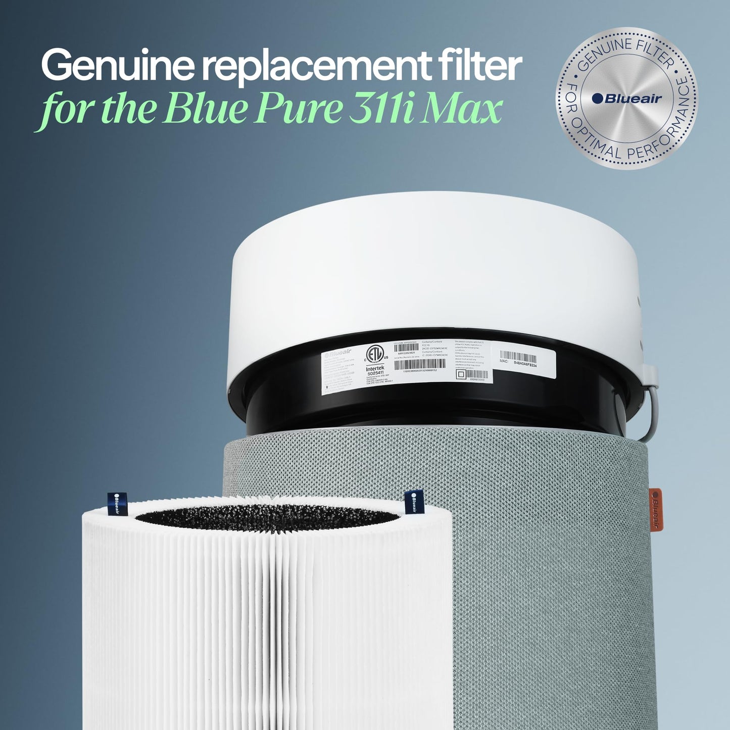 BLUEAIR Pure 311i Max Genuine Replacement Filter F3MAX, Fits Air Purifier