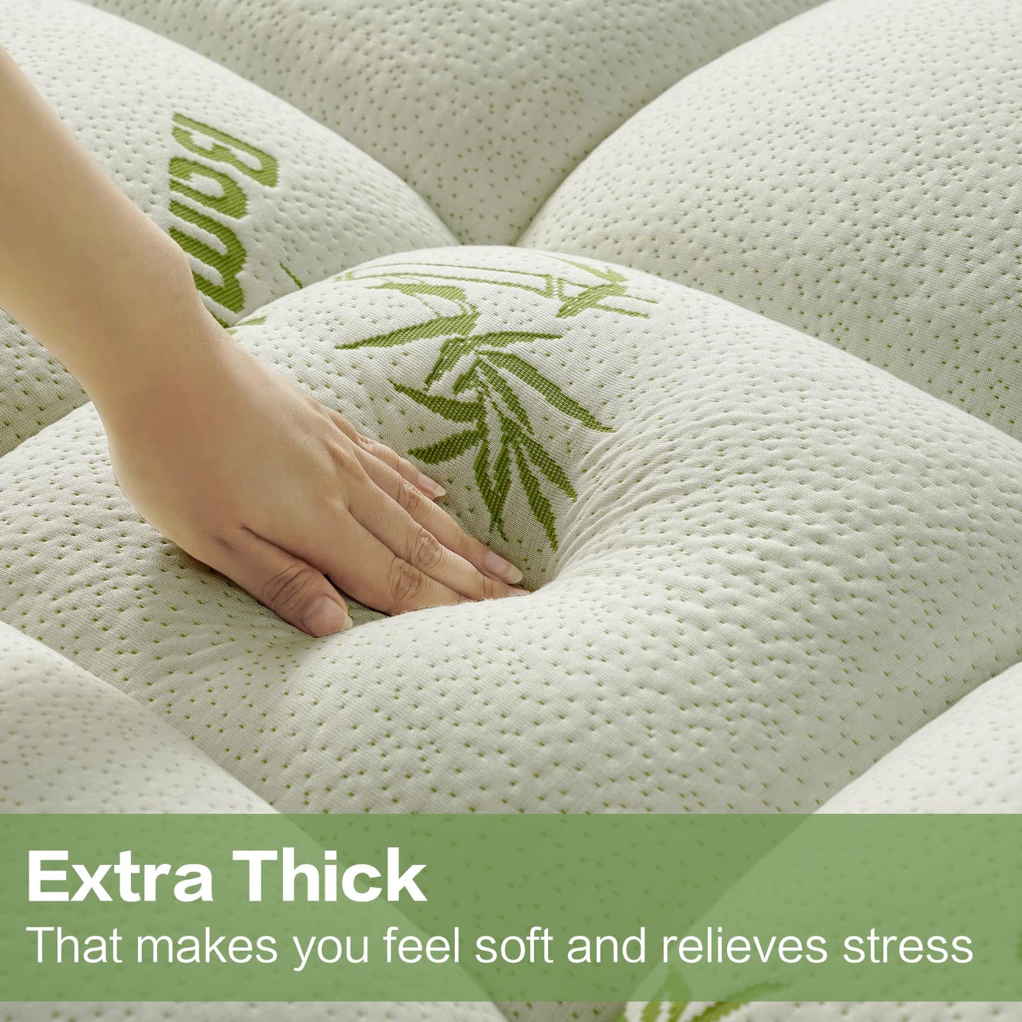 Premium Bamboo Full/Double Size Mattress Topper for Back Pain, 1200 GSM Quilted Fitted Extra Thick Mattress Pad for Bed,Pillow Top Mattress Cover with Deep Pocket Up to 21 Inches（54 * 75inch）