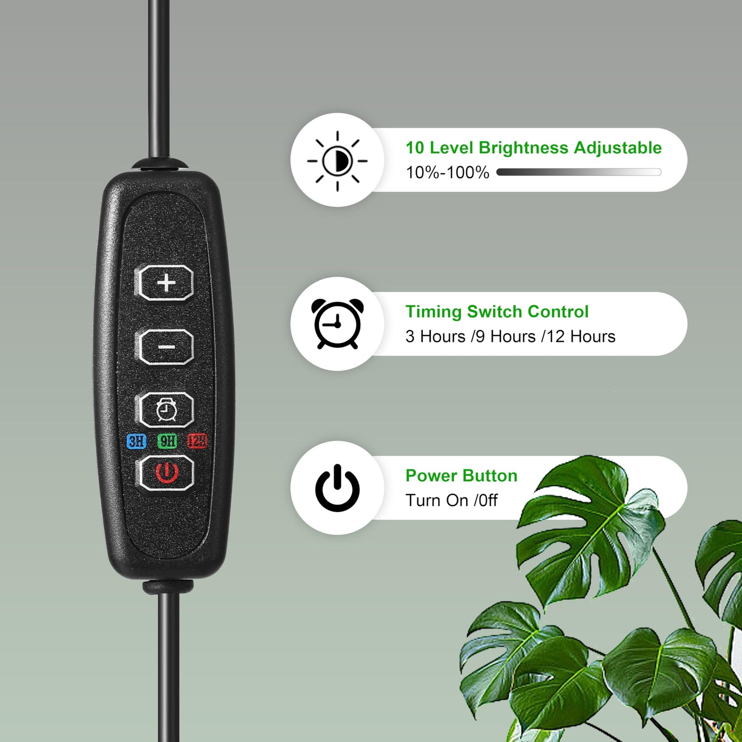 LED Full Spectrum Grow Lamps for Indoor Plants with 3/9/12H Timer, 10 Level Dimmable, Height Adjustable Standing Plant Light for Large Tall Small Plants - Matte White, Halo Ring Floor Grow Light