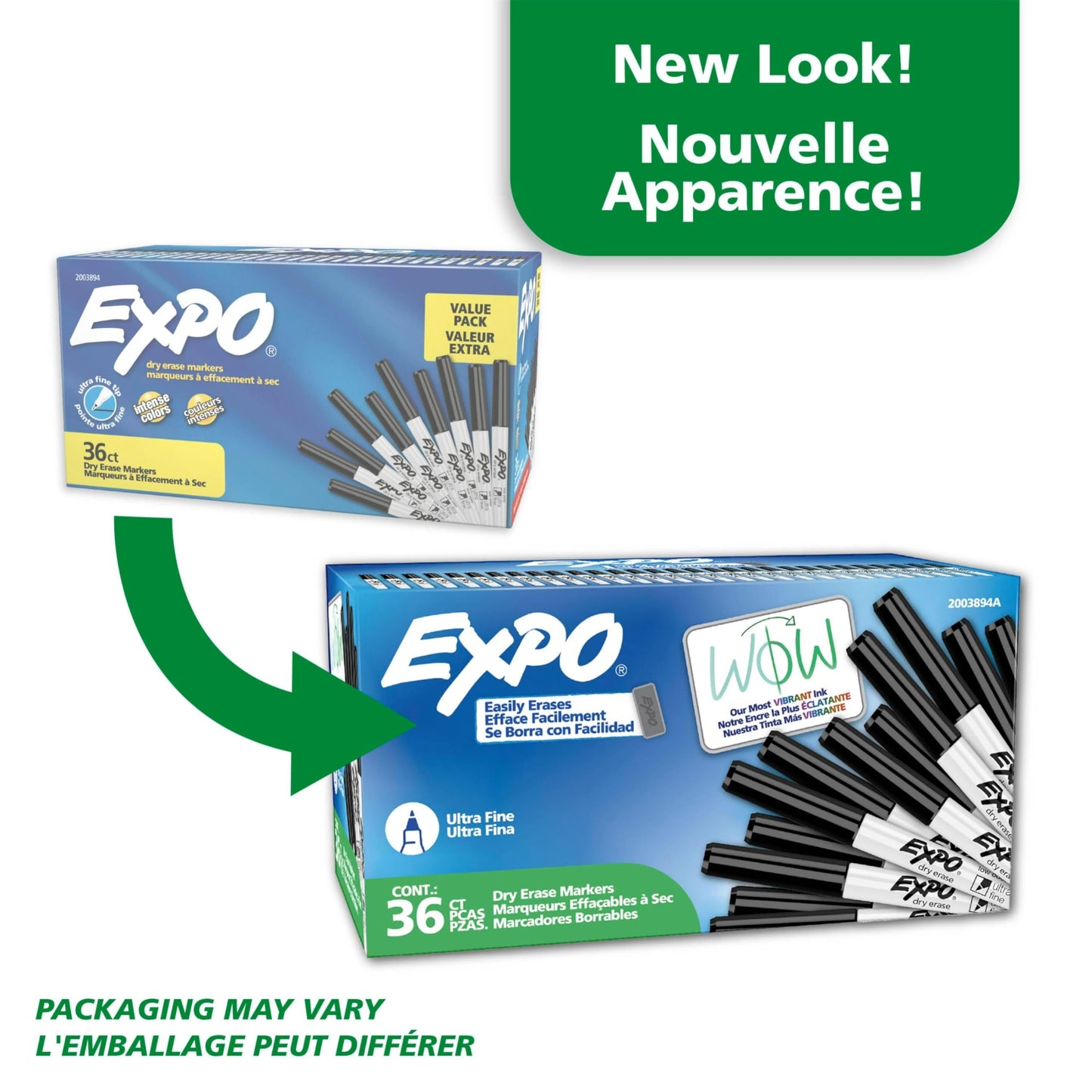 EXPO Dry Erase Markers, Low Odour Ink, Black, Ultra Fine Tip, 36 Count