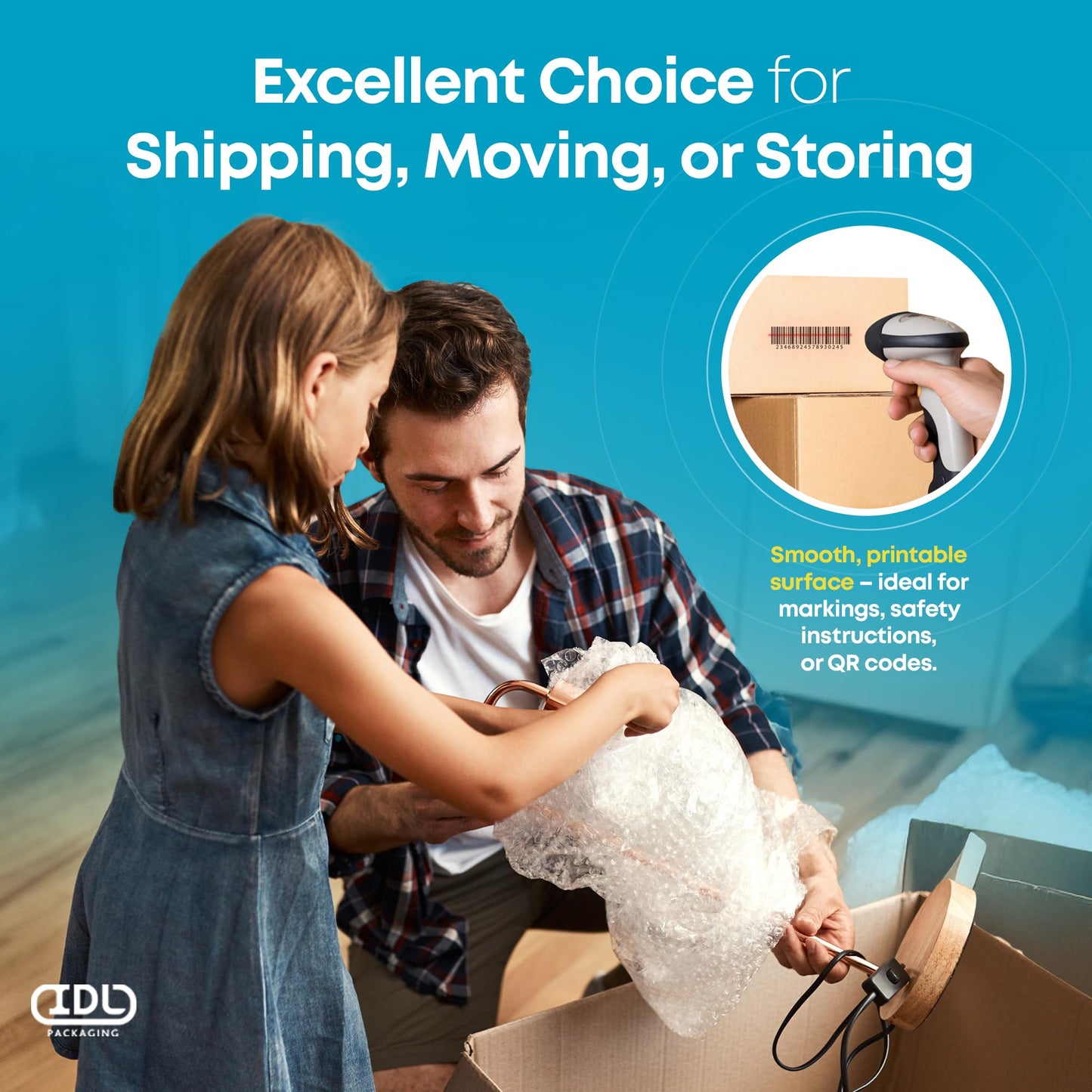 IDL Packaging 18"L x 12"W x 8"H Medium Box (Pack of 5) for Moving, Shipping or Storing Items, 100% Recyclable, Brown