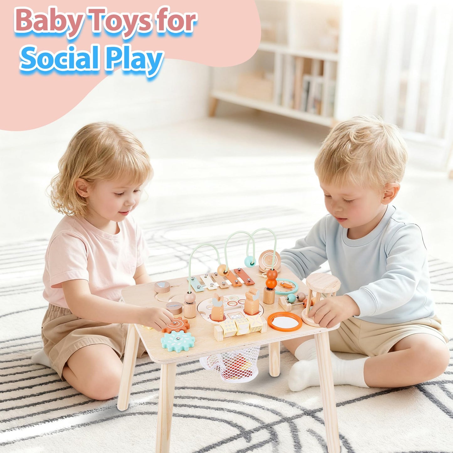 ATOYUS Activity Table, Montessori Toys for 1 2 Year Old Boys Girls Kid, 13 in 1 Wooden Sensory Play Table for Toddler 1-3, Educational Learning Toy for 12-18 Months Baby, 1st Christmas Birthday Gifts