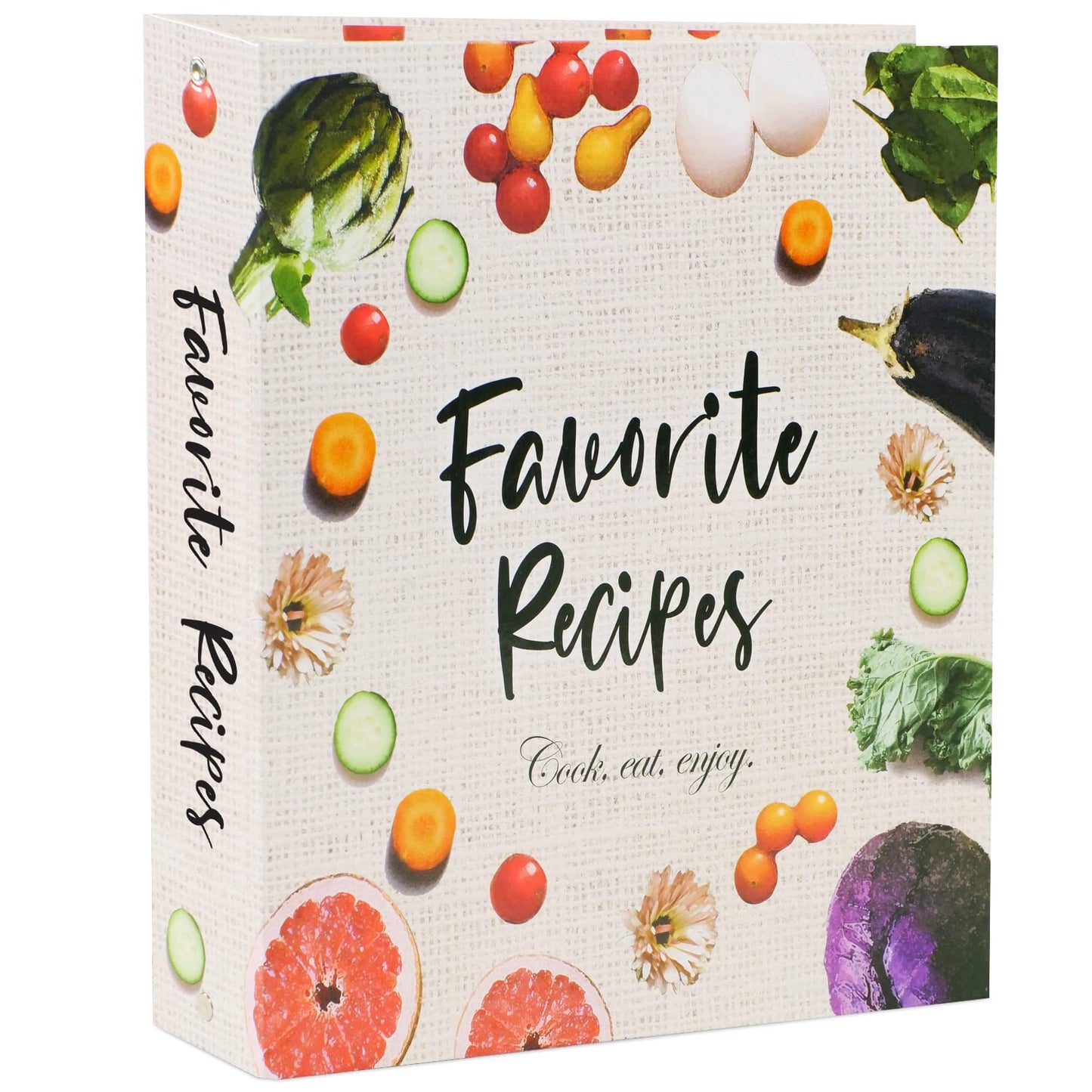 CraftSaints Recipe Binder 8.5x11, 3 Ring DIY Cookbook Binder Kit 12 Dividers & 25 Plastic Sleeves & 25 Recipe Pages & 36 Labels, Recipe Books Binder, Recipe Organizer Binder Kit (Vegetable)