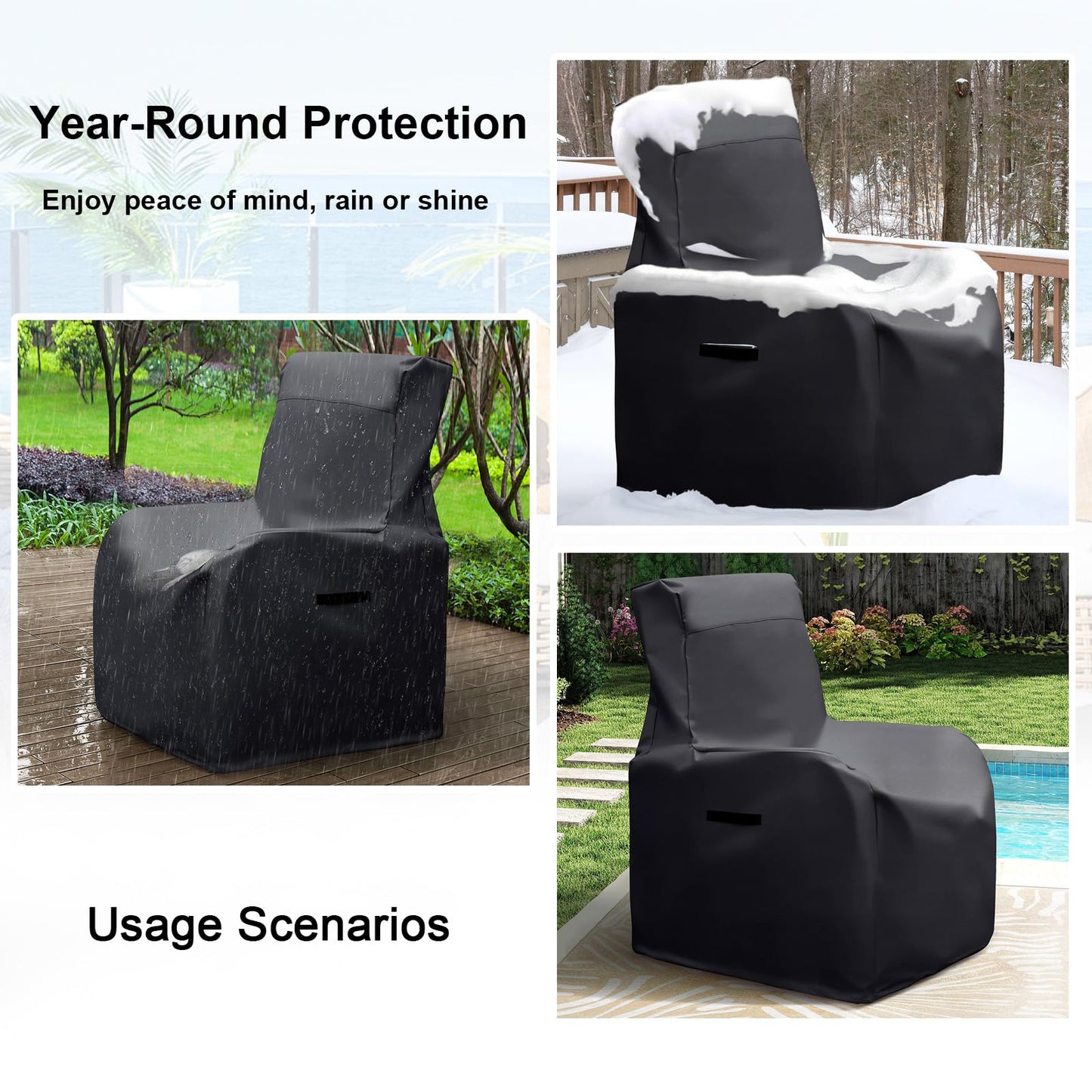 Skypatio Patio Chair Cover Waterproof, Outdoor Furniture Storage Cover for All Weather Protection (Black)