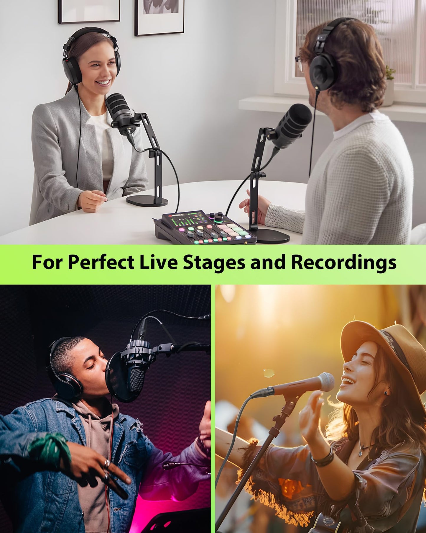 AA AUDIO ACCESSORY XLR Cables 25ft 2 Pack, 20 AWG, Kevlar-Reinforced Nylon Braided Microphone Cable, Gold-Plated Rean Connectors from Neutrik, Mic Cable, Shielded and Balanced XLR Male to Female cable