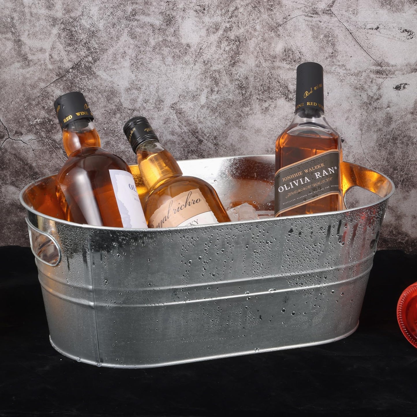 4Pcs 3 Gallon Galvanized Bucket Ice Bucket Large Metal Drink Buckets for Parties Beer Beverage Tub with Scoops for Champagne Cocktails Wine Cooling for Mimosa Bar Supplies