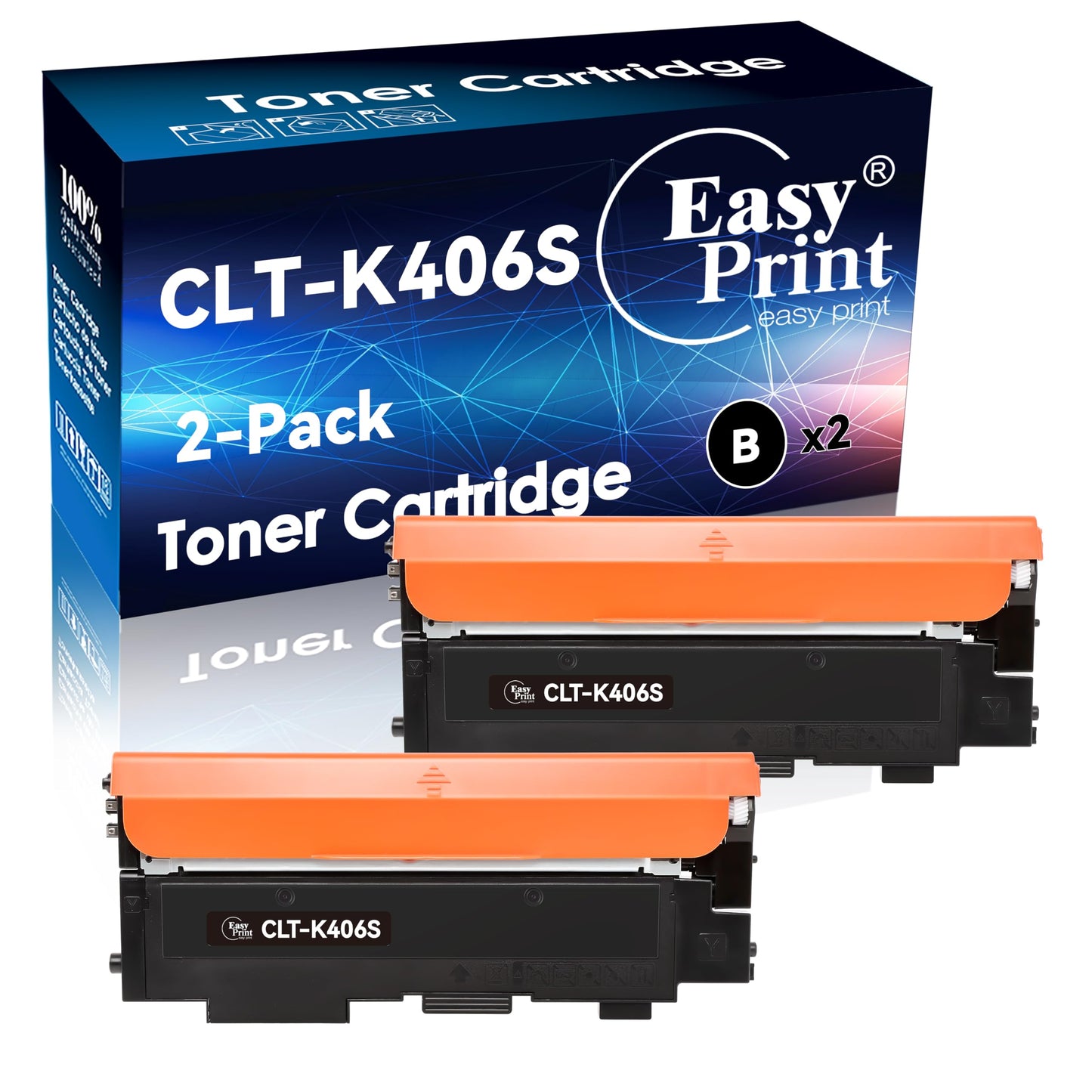 EASYPRINT (2X Black) Compatible 406S CLT-406S Toner Cartridge CLT-K406S Used for Samsung CLP-360/365/366W, CLX-3303/3305/3306, SL-C460FW/C463W Printer, (2-Pack)