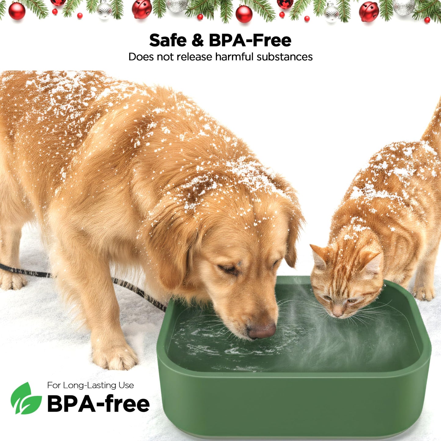 1.45Gal/5.5L Extra Large Pet Heated Water Bowl for Dog Cats Rabbit Chicken Duck Squirrel, Indoor & Outdoor Antifreezing Winter Heated Food & Water Bowl Dish, Thickened Design, BPA-Free, Plug and Play