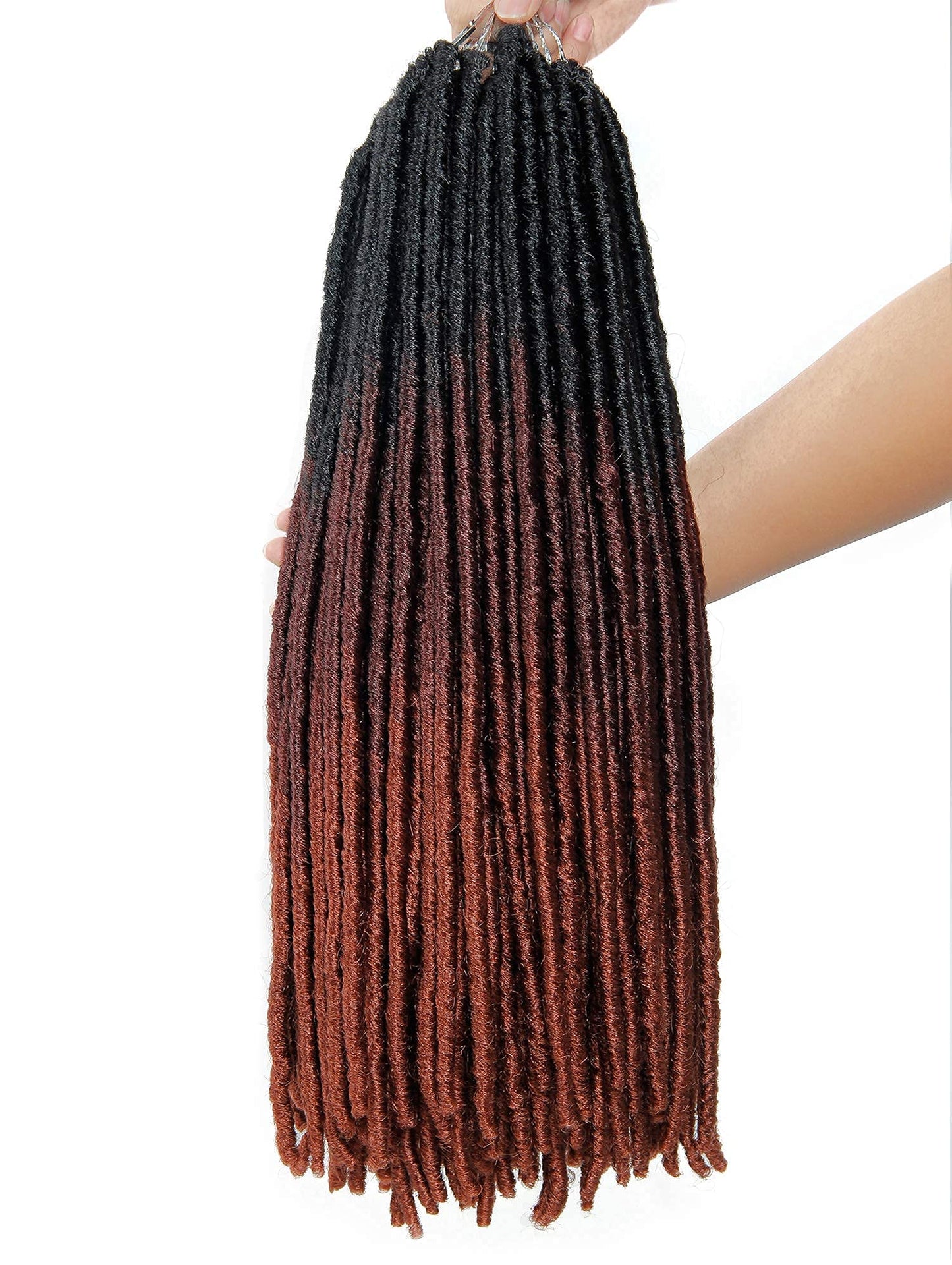18 Inch Goddess Faux Locs Straight Gypsy Locs Crochet Hair 3 Tone Ombre Crochet Braids Dreadlocks Pre-Looped Synthetic Hair Extensions 18 Strands/Pack(Pack of 6, T1B/530/350)