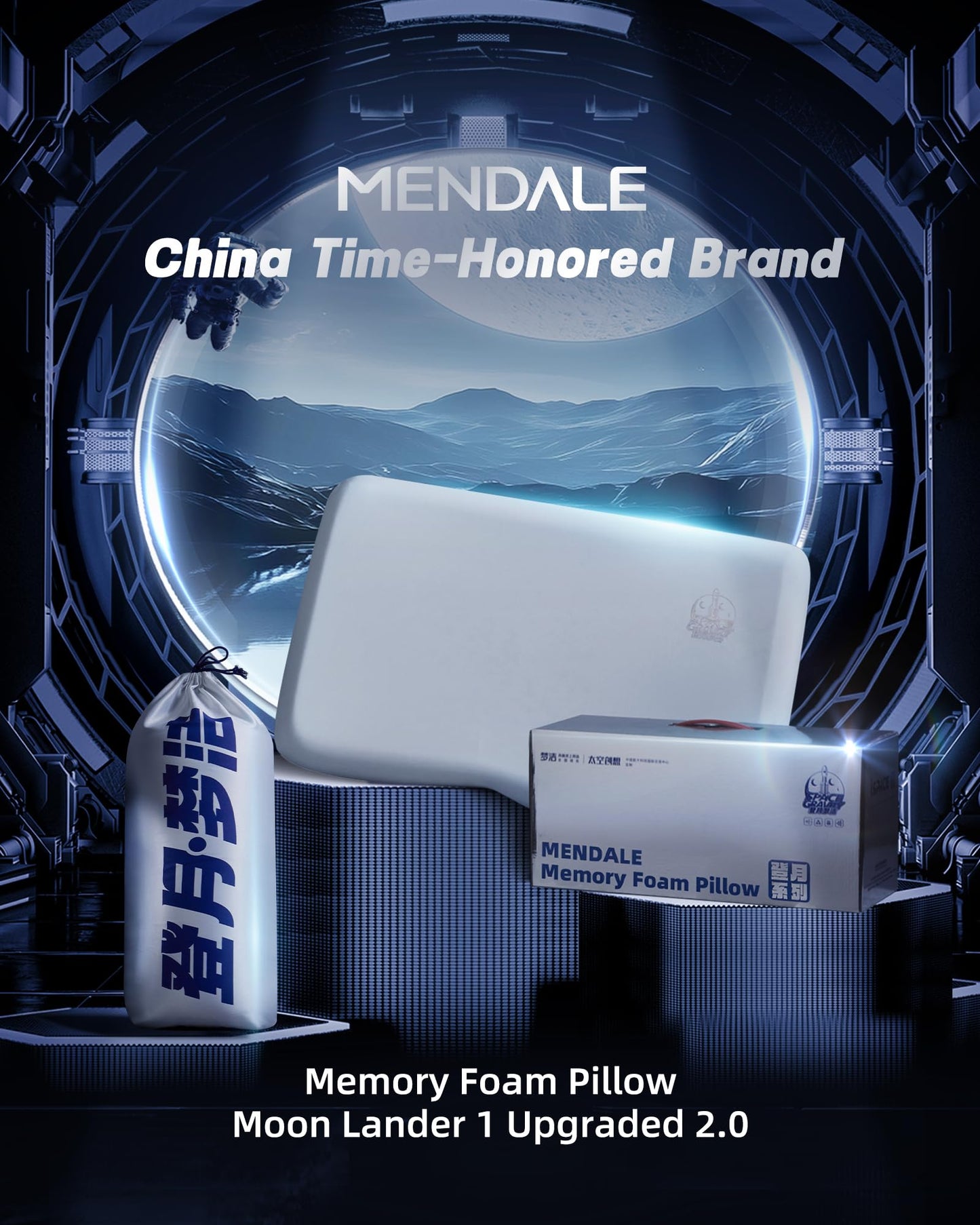 MENDALE Memory Foam Pillow for Sleeping, Cooling Bed Pillows for Neck Pain Relief, Queen Size Contour Design for Side Back Stomach Sleepers with Travel Pouch - Frim But Soft 42x70x10 cm