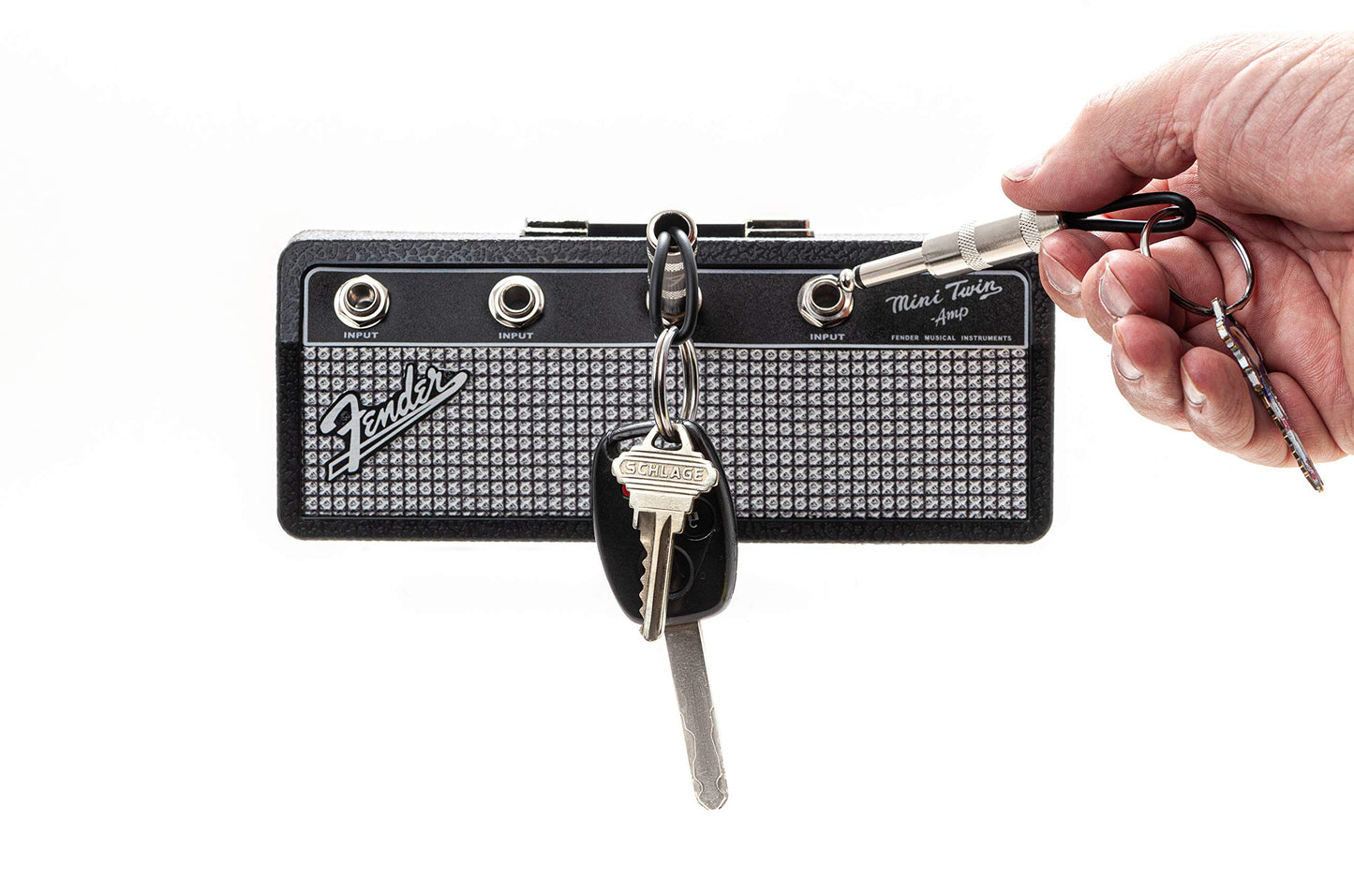 Pluginz - Fender Jack Rack - Includes 4 Guitar Plug Keychains Black/Silver