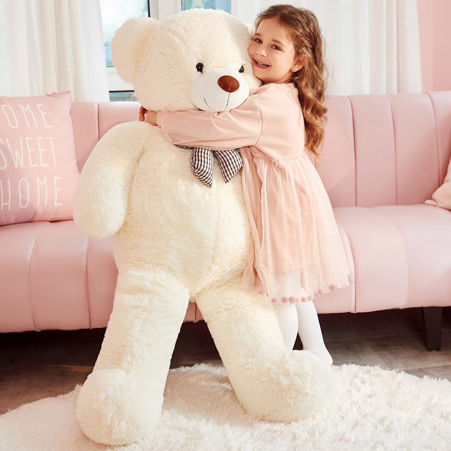 IKASA Giant Teddy Bear Stuffed Animal,Large Soft Toys Cute Plush Toy,Jumbo Big Oversized Fat Bears Animals Huge Life Size,Gifts for Kids Girls Boys Childrens (White, 47 inches)