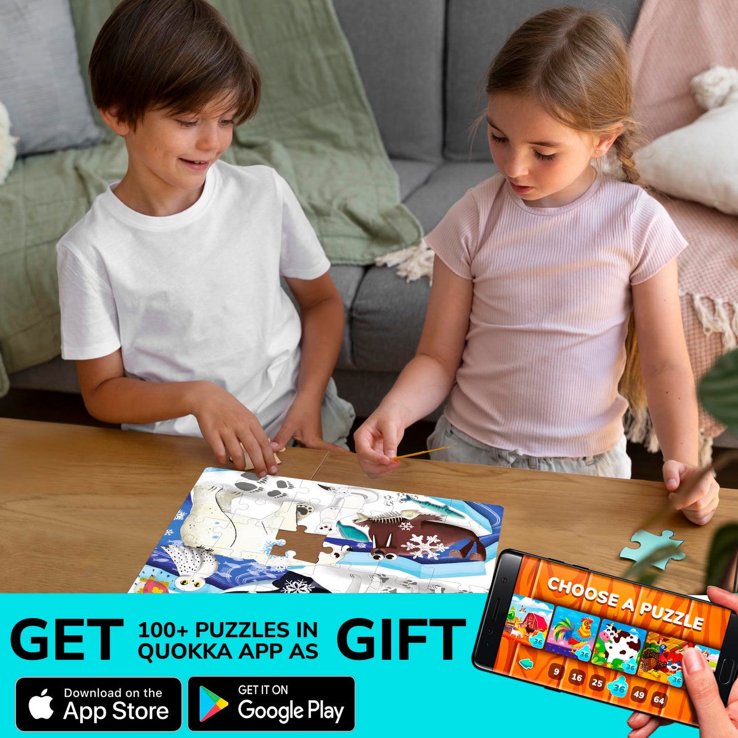 QUOKKA Puzzles for Kids Ages 4-6 – Set of 4x60 Jigsaw Puzzles for Toddlers 3-5 – Polar, Birds, Animals Toys Children 6-8 yo – Gift Educational Game Boys and Girls Who Love Nature and Wildlife