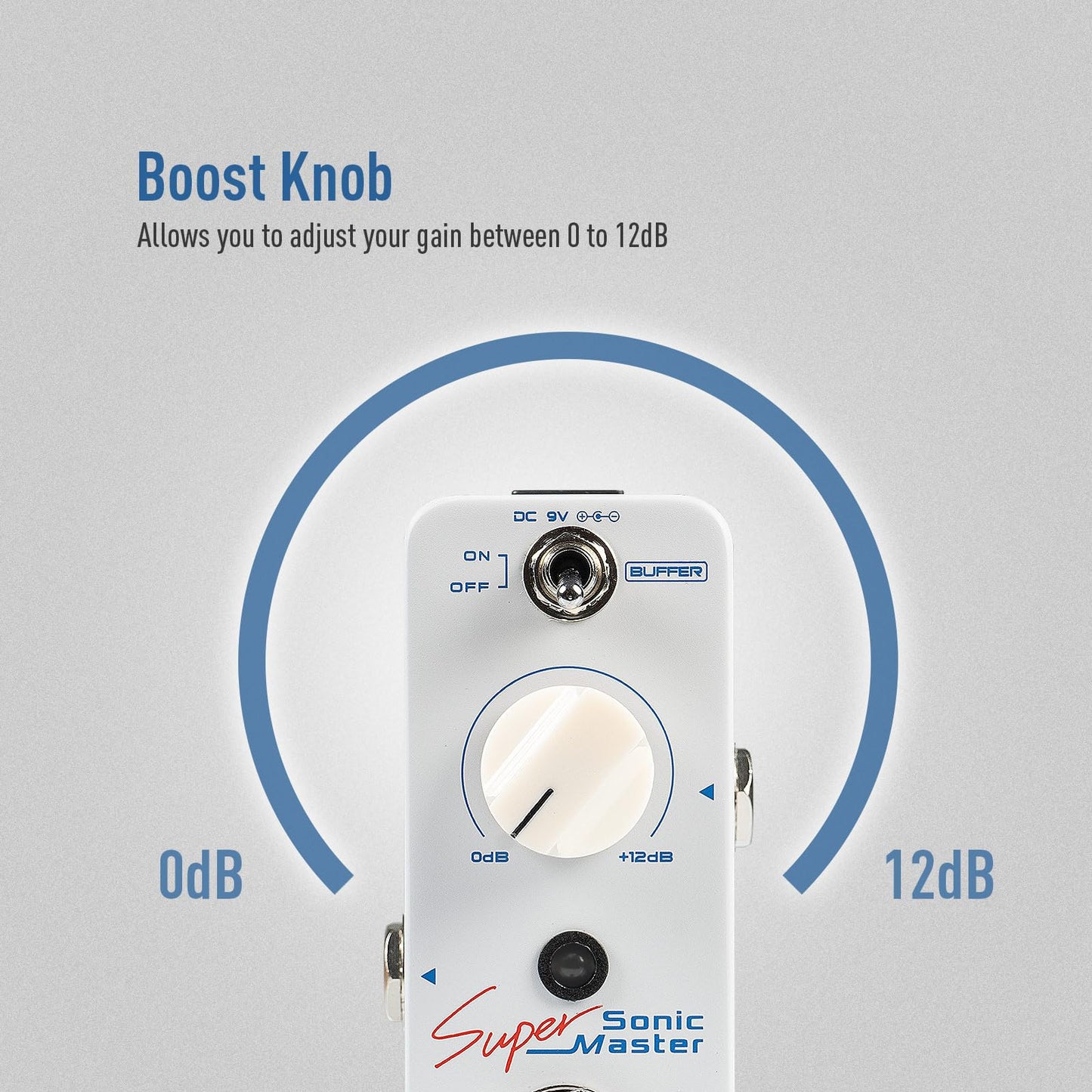 SONICAKE Clean Boost Pedal with Buffer and +12dB Gain, Mini Pure Boost Guitar Bass Effects Pedal - Sonic Super Master