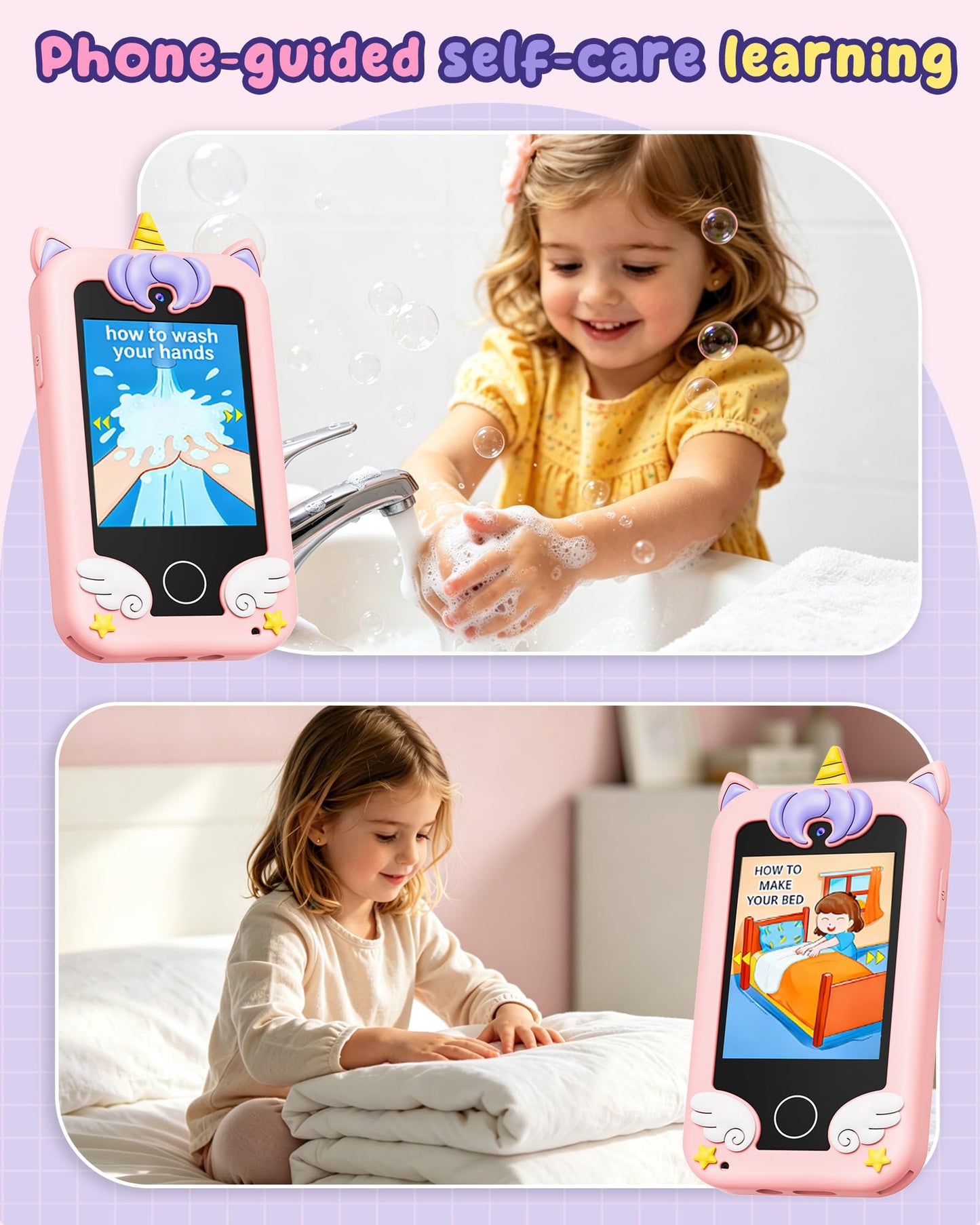 UCIDCI Kids Smart Phone Toys for Girls Ages 3-7 with Dual Camera - Kids Phone with Learning Games, Travel Toys with MP3 Music Player for Christmas, Birthday Gifts for 3 4 5 6 7 Year Old Boys