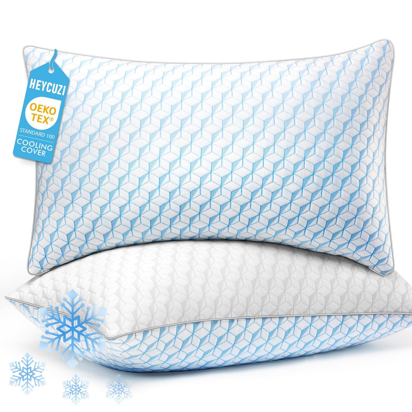 HEYCUZI Pillows Queen Size 2 Pack for Sleeping - Hotel Pillows Premium Down Alternative Bed Cooling Pillow for Side, Back, and Stomach Sleepers, Fluffy Soft Microfiber Fill Breathable Skin-Friendly