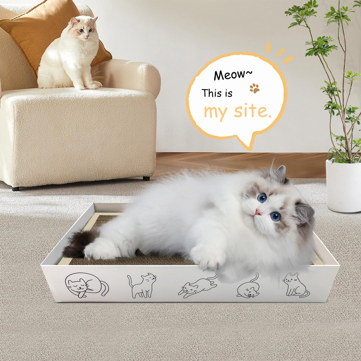 Durham Paper Canada Cat Scratcher Pad Cardboard 23 in x 12 in 1.2 in (3 PC) Reversible and Durable Pads for Small Medium and Large Cats