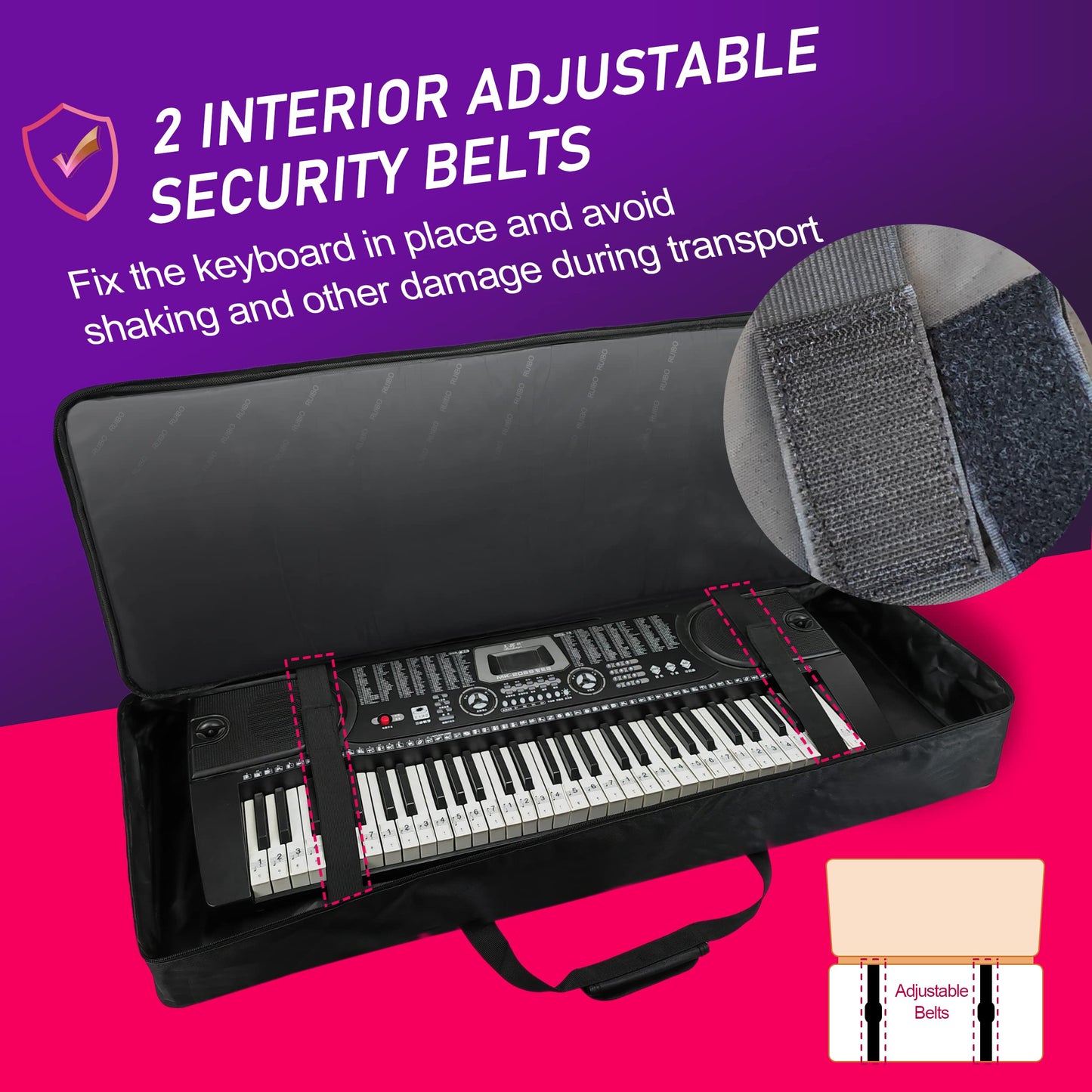 Ruibo 61 Key Keyboard Gig Bag Case,Portable Durable Keyboard Piano Waterproof 600D Oxford Cloth with 10mm Cotton Padded Case Gig Bag 40"x16"x6" / Black+Red
