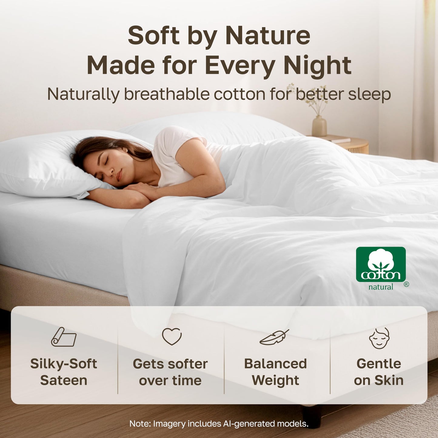 California Design Den Deep Pocket King Fitted Sheet, Soft 400 Thread Count 100% Cotton Sateen, No Pop-Off Elastic, Durable Fitted Sheet Only - Ivory (Pale Tone)