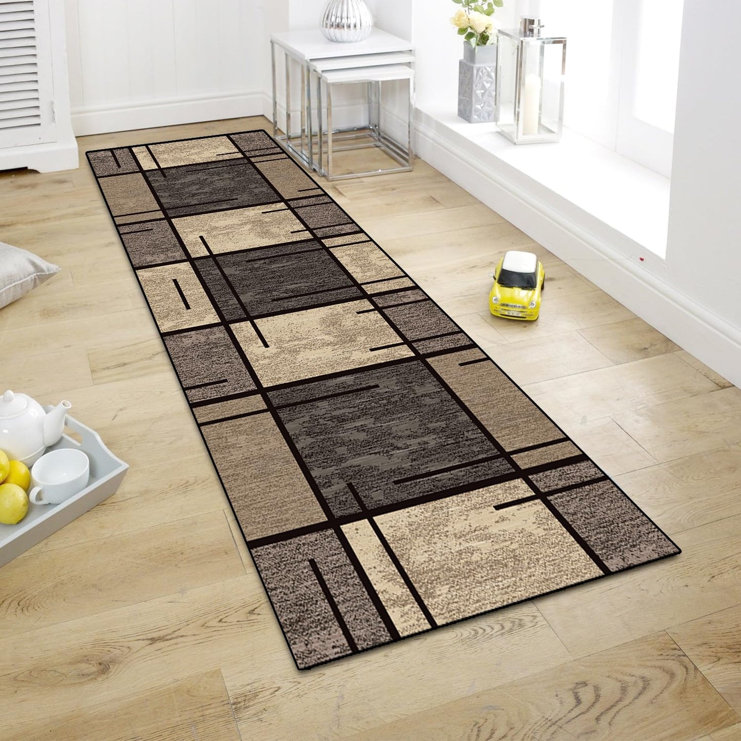 WTHYGB Runner Rug for Hallway, 2x6 Non-Slip Machine Washable Rugs for Entrance Indoor, Long Modern Area Rug, 6mm Low Pile Carpet for Bedroom Laundry Kitchen Laundry Room, Beige