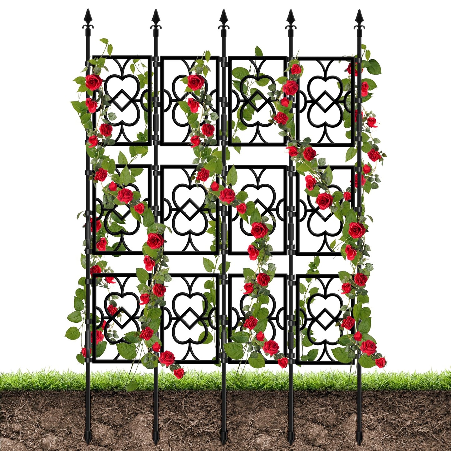 4 Sets Garden Trellis for Climbing Plants, Kalolary 5.5FT Plastic Love Screen Plant Trellis Frame for Potted Plants Rustproof Thicken Cucumber Trellis Stand for Vines Flowers Vegetable Indoor Outdoor