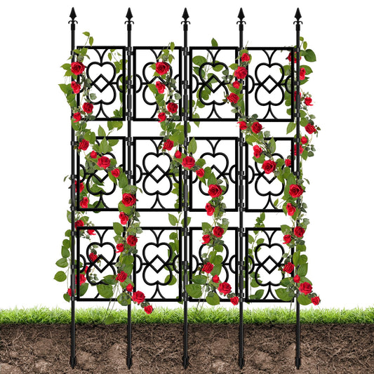 4 Sets Garden Trellis for Climbing Plants, Kalolary 5.5FT Plastic Love Screen Plant Trellis Frame for Potted Plants Rustproof Thicken Cucumber Trellis Stand for Vines Flowers Vegetable Indoor Outdoor
